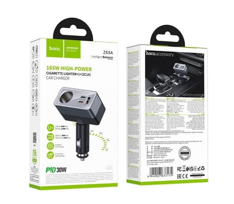 HOCO Z65A CARGADOR DE AUTO PD45W 2 USB-C Y 1 USB-A Y 1 PUERTO BLACK - 6