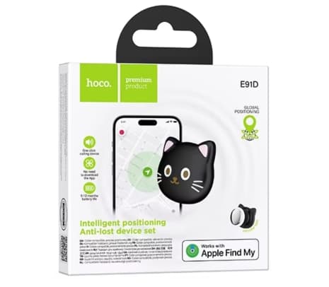HOCO E91D TIGER TAG LOCALIZADOR C/HOLDER P/COLLAR C/FORMA DE GATO IOS BLACK - 4