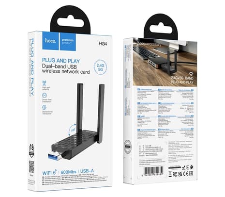HOCO HI34 ANTENA WIFI EXTERNA USB C/2 ANTENAS BLACK - 5