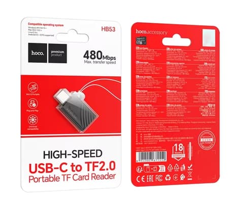 HOCO HB53 LECTOR DE TARJETAS TF USB-C 2.0 BLACK - 6
