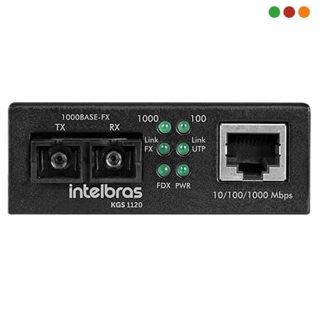 FIBRA - Conversor Midia GIGA Monomodo 20 KM - KGS 1120 - INTELBRAS - 3
