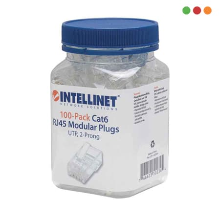 Conector / Ficha RJ45 Cat 6 Frasco x100 Intellinet - 4