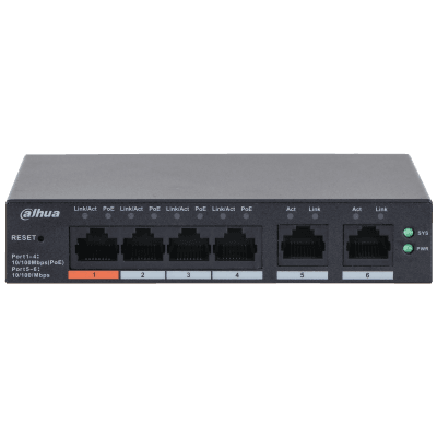 Switch | 6p | 4p Fast PoE + 2p Fast | Administrable | CS4006-4ET2ET-60 | DAHUA - 3