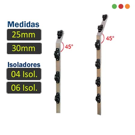 Cerca Electrica | Asta TUBULAR 25mm | 6 aisladores W | 95cm | 45º x 2 - IGECAST - 2
