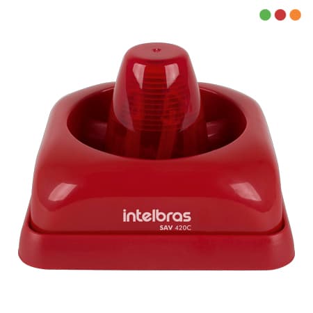 Alarma | Sirena Interior AUDIO VISUAL - SAV 420 C ROJA | 12/24v - INTELBRAS
