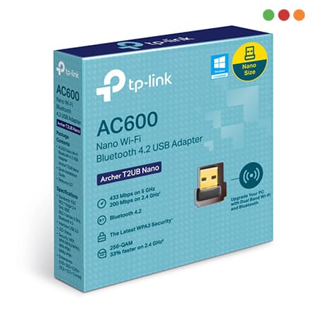 Red Inal - Adap. USB 2.0 T2UB NANO WIFI y Bluetooth | AC600 | T2UB / TP-LINK - 4