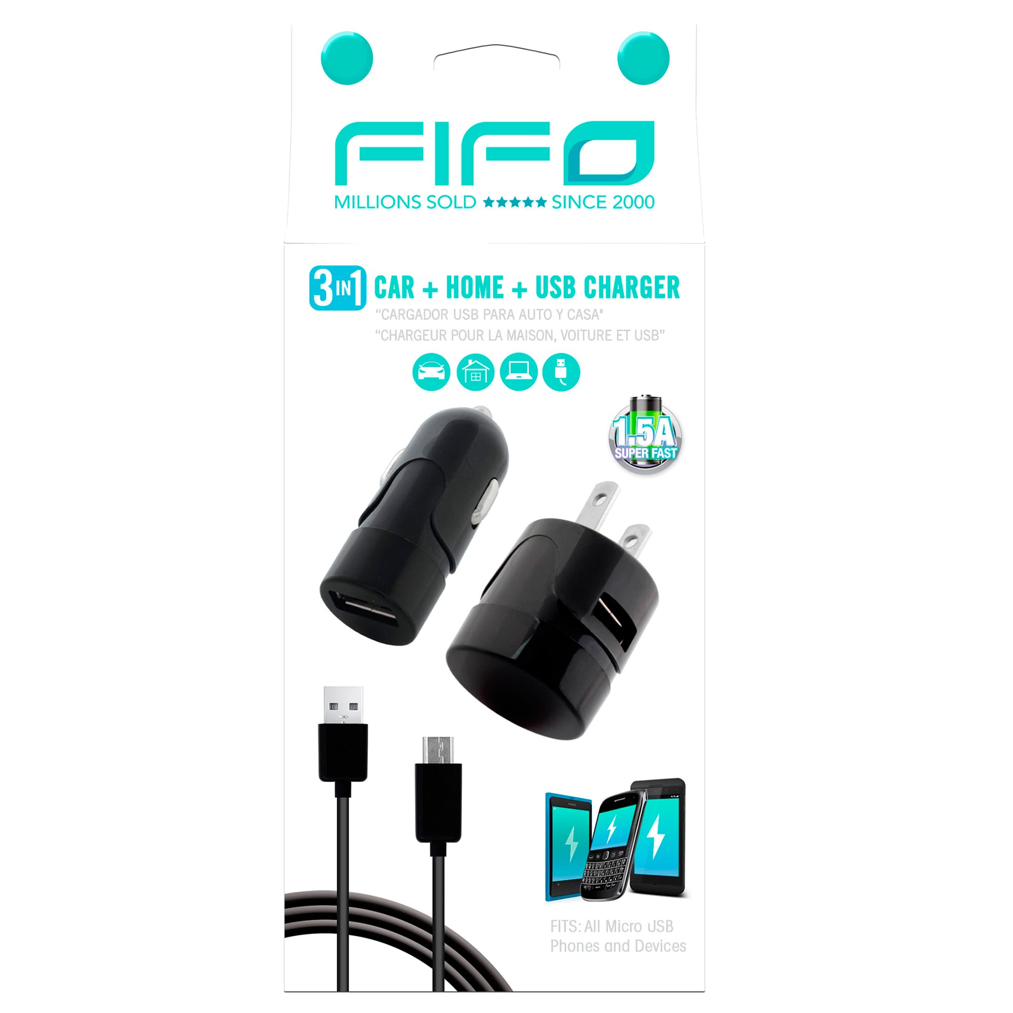 Cargadores De Auto Y De Casa Usb Fifo 1,5a Cable Usb 1,2m - 2