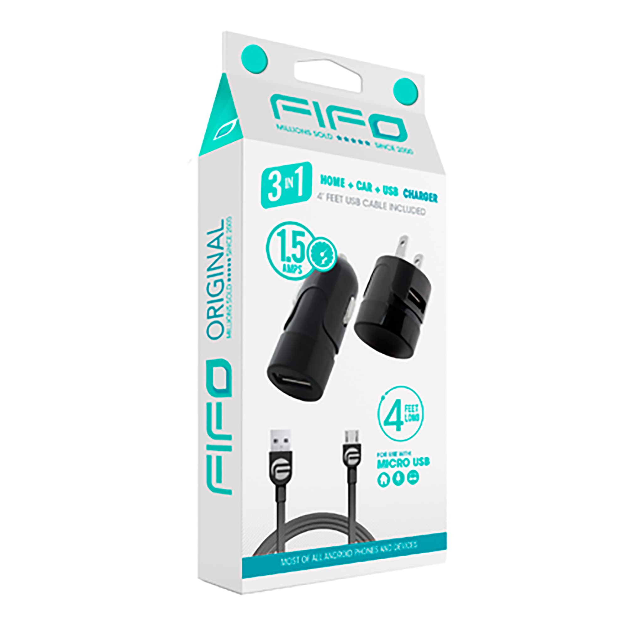 Cargadores De Auto Y De Casa Usb Fifo 1,5a Cable Usb 1,2m - 3