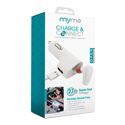Cargador De Auto Usb Con Auricular Bluetooth Fifo 2,1a - 2