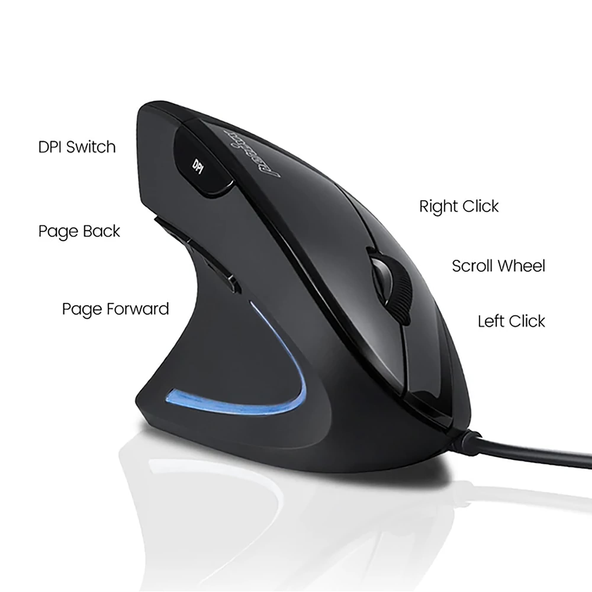 Mouse Zurdo Ergonómico Usb Perixx 513 - 5