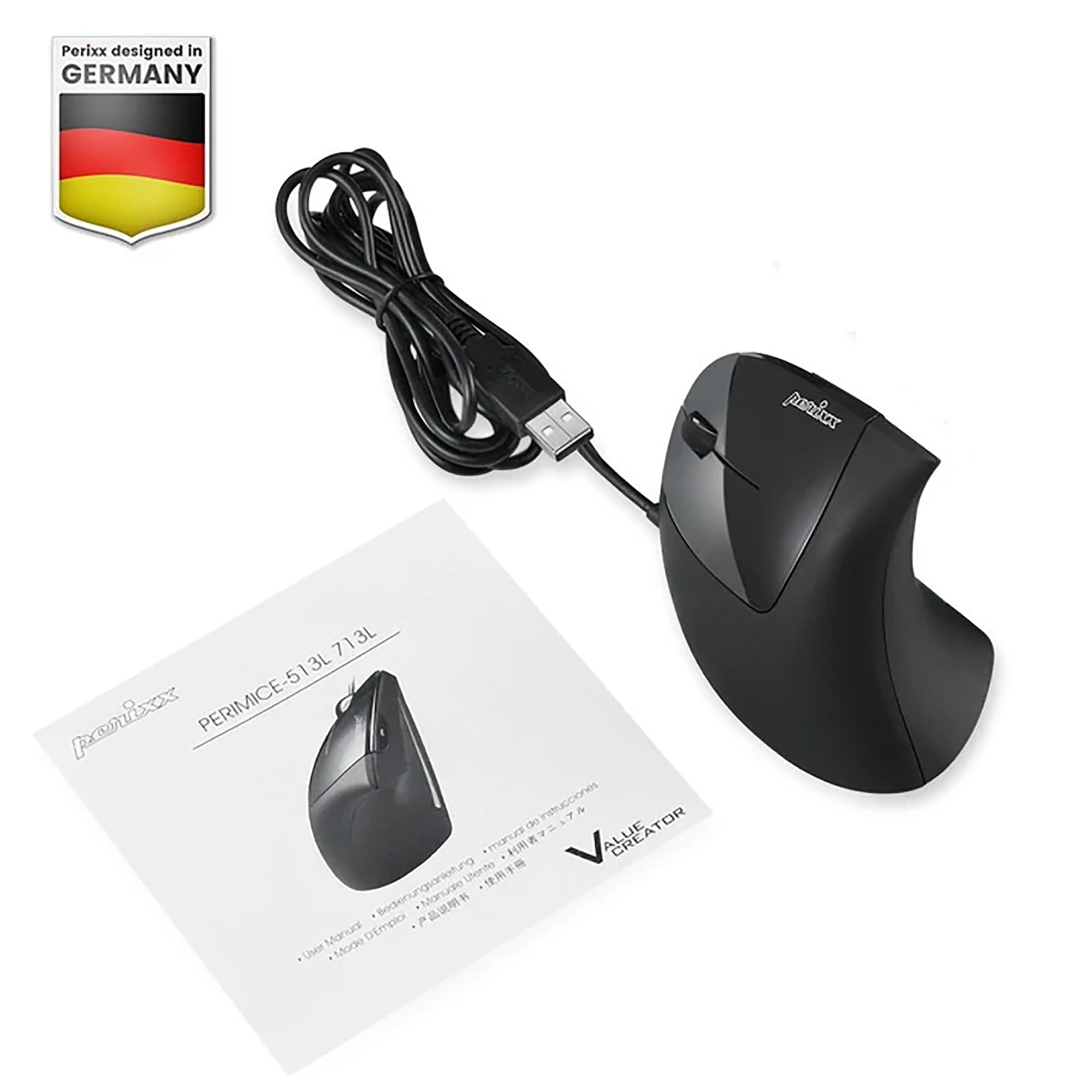 Mouse Zurdo Ergonómico Usb Perixx 513 - 8