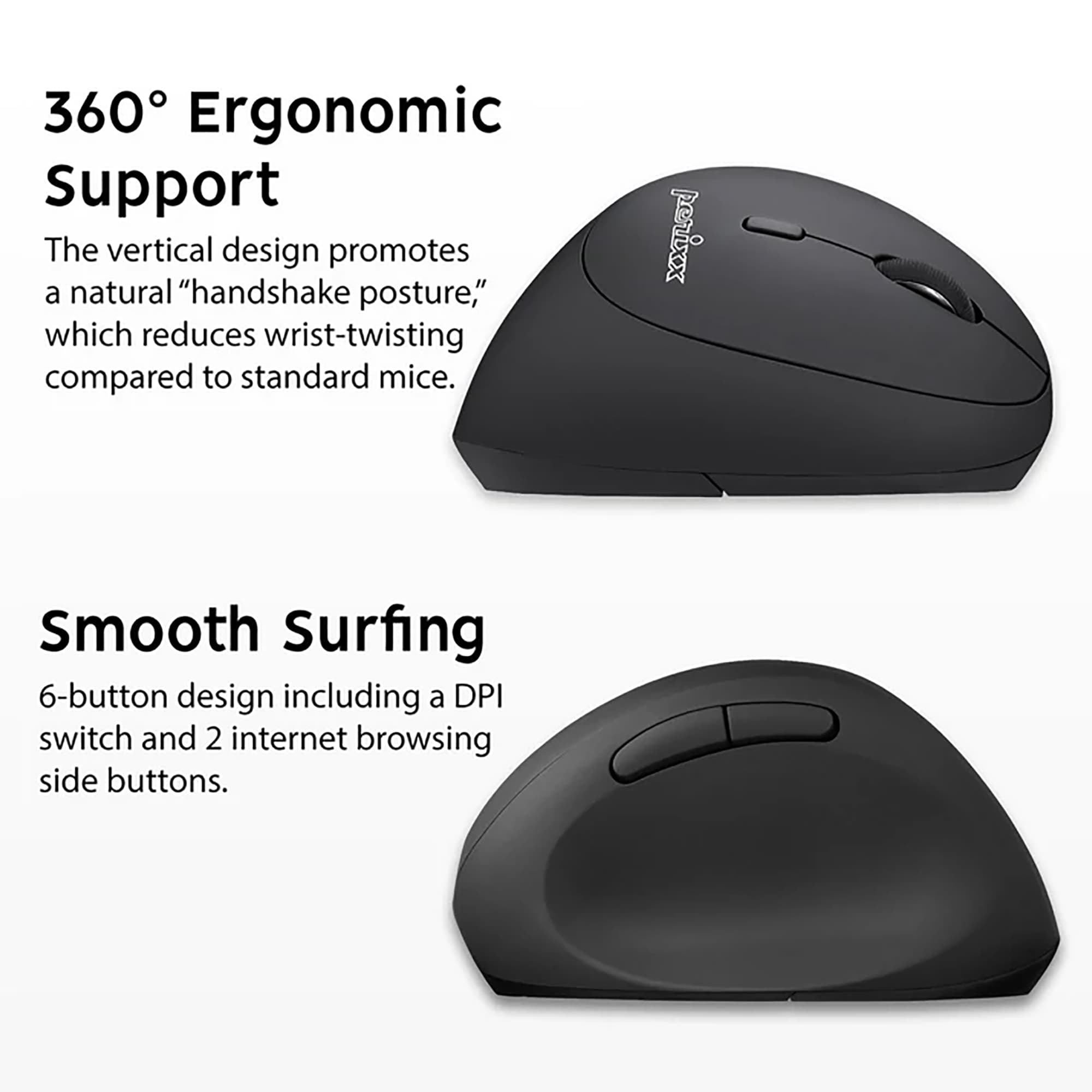 Mini Mouse Diestro Ergonómico Inalámbrico Perixx 719 - 5