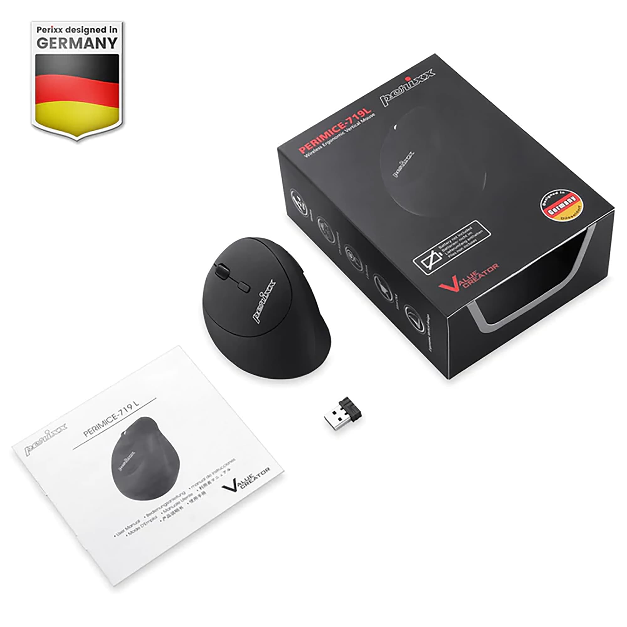 Mini Mouse Zurdo Ergonómico Inalámbrico Perixx 719 - 7