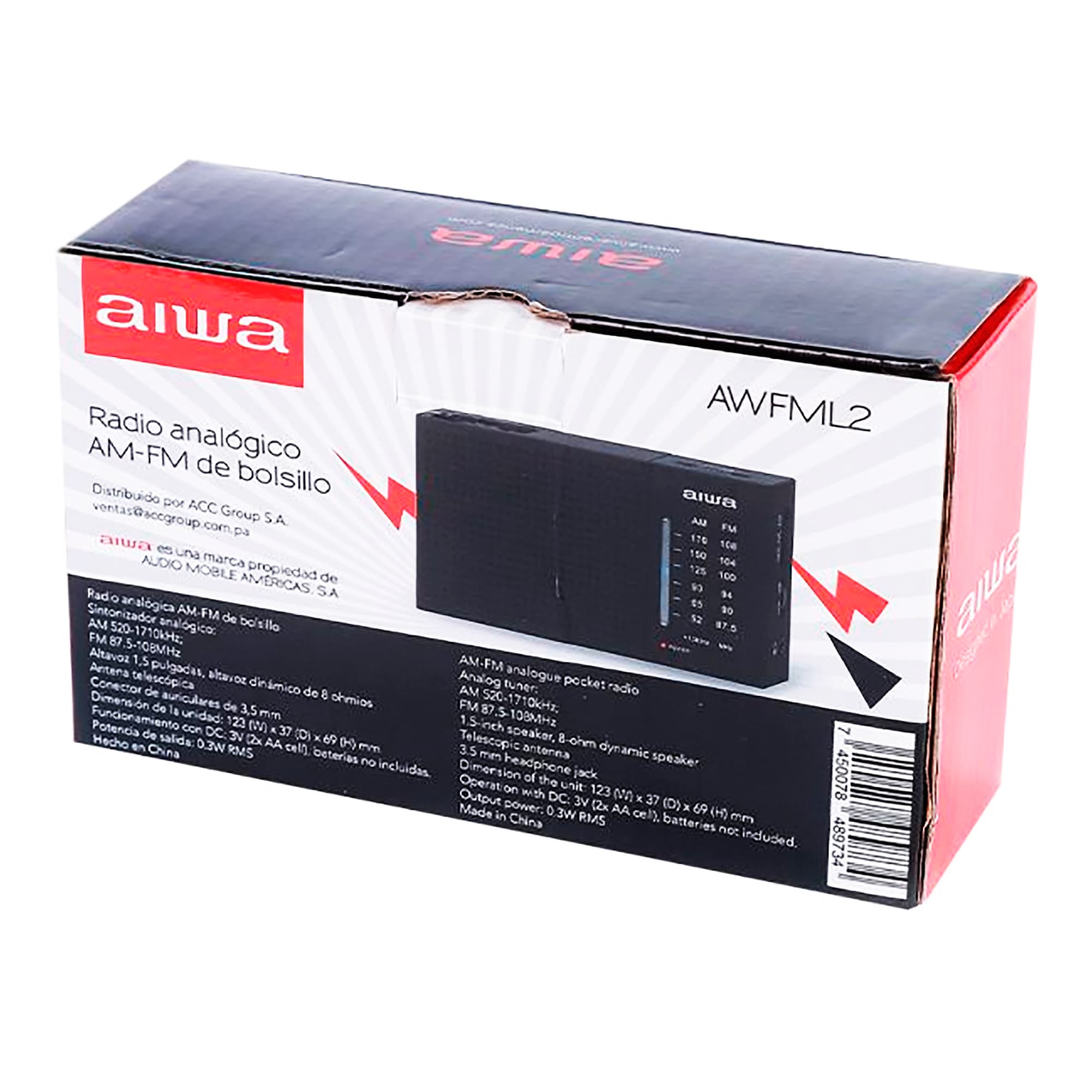 Radio Analógico Am Fm Portátil Aiwa Awfml2 0,3w - 4