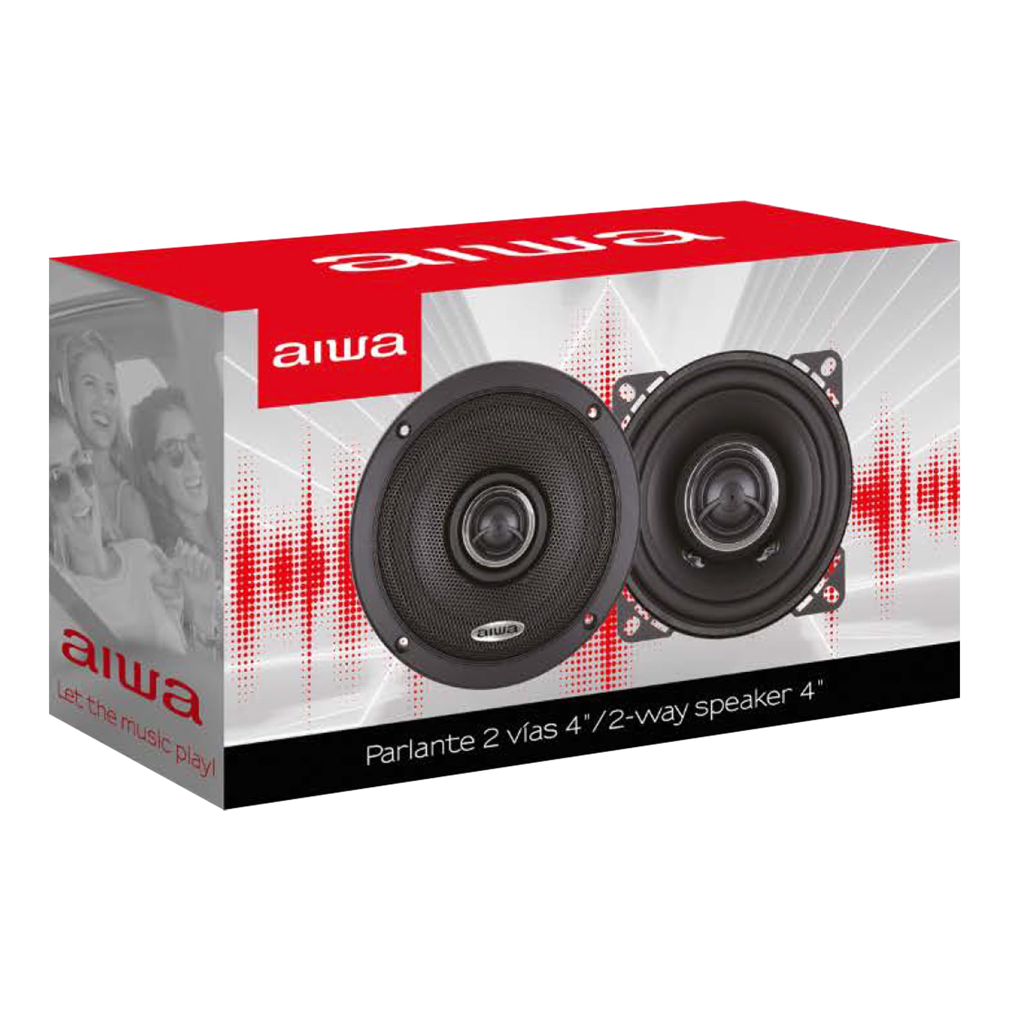 Parlante de 2 Vías 4'' Para Auto Aiwa Aws1065p 80w - 2