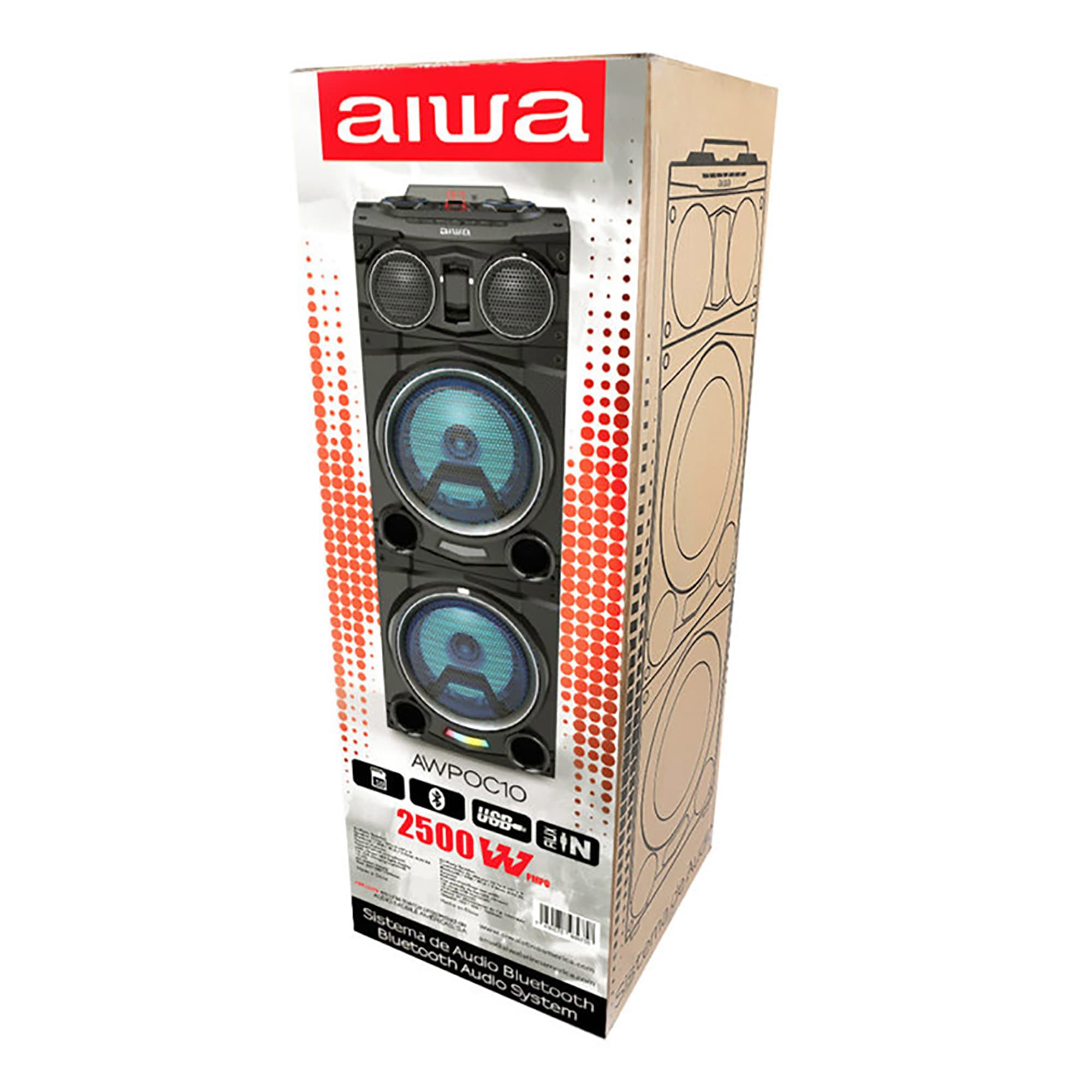 Parlante Bt Aiwa Awpoc10 Estéreo 2.0 2500w Pmpo Led - 6