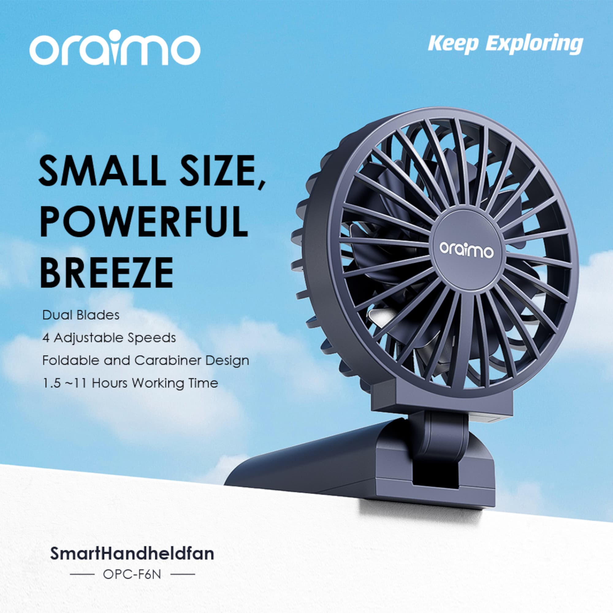 Ventilador de Mano Portátil Oraimo Opcf6n 4 Velocidades - 2