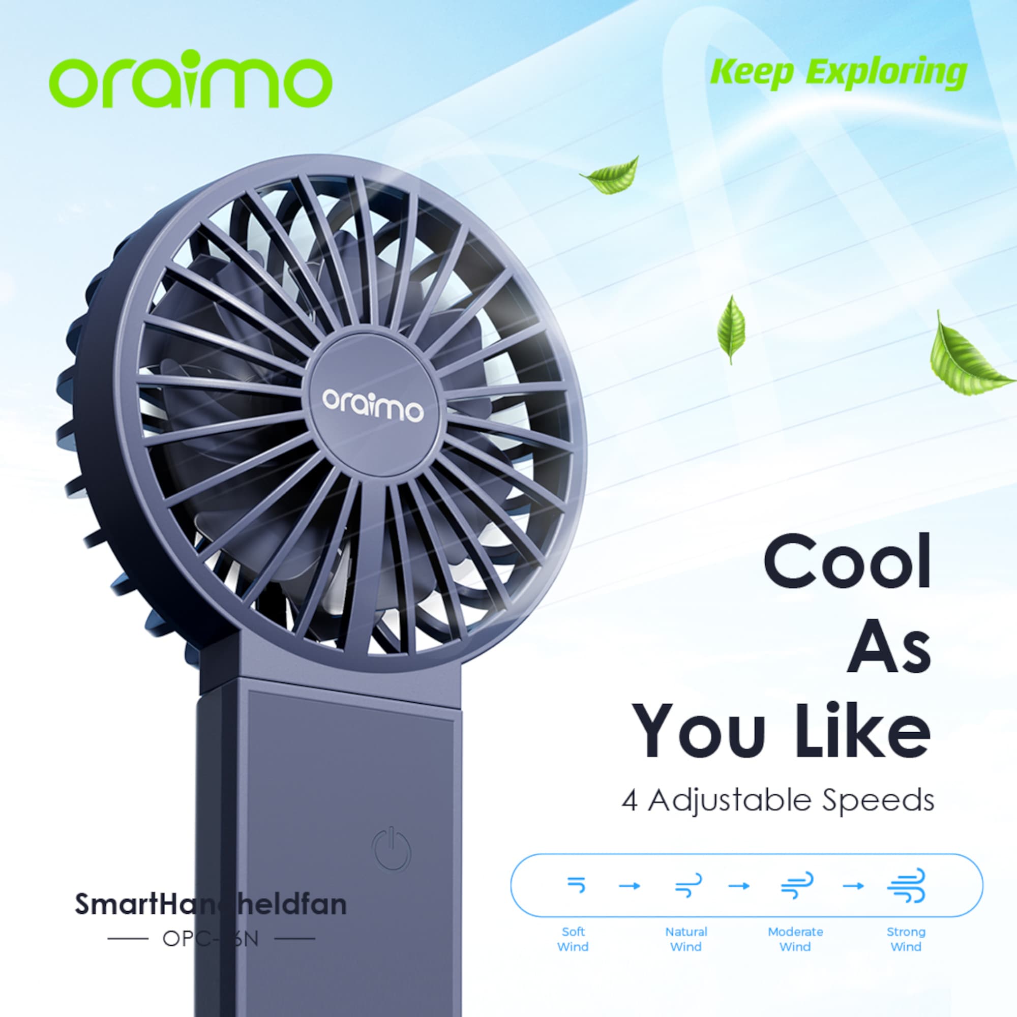 Ventilador de Mano Portátil Oraimo Opcf6n 4 Velocidades - 4