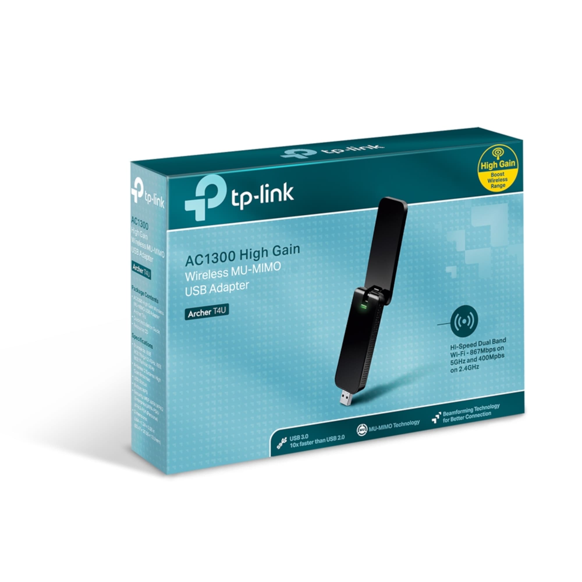 Adaptador de Red Tp-Link Usb Archer T4u Dual Band Ac1300 - 4