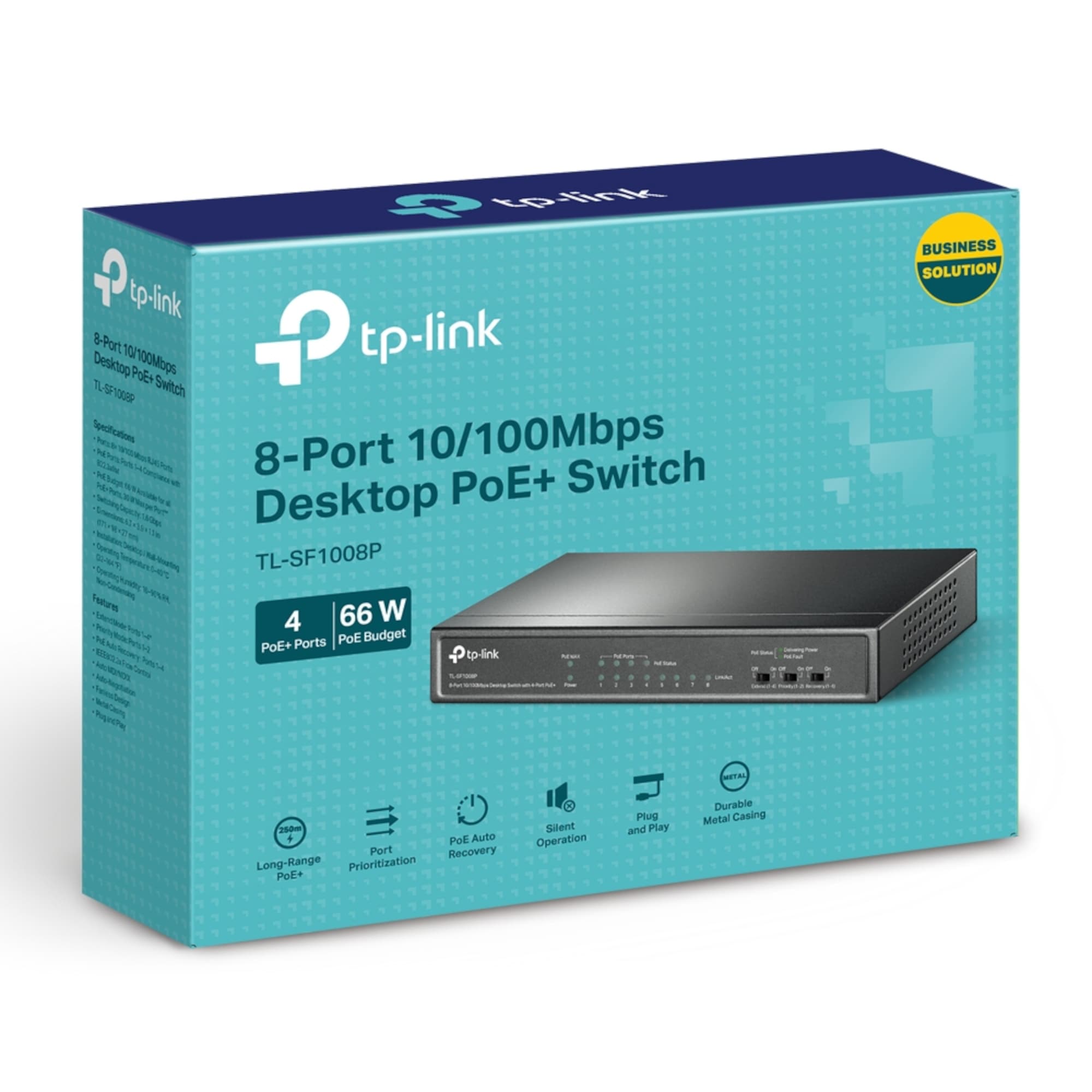 Switch Tp-Link Tl-sf1008p 8 Puertos 10/100 4 PoE - 5