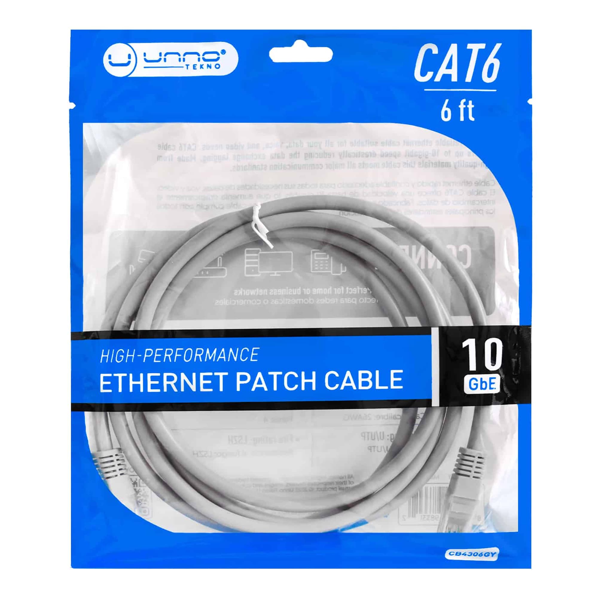 Cable De Conexión Ethernet CAT6 Unno CB4306GY 6FT - 4