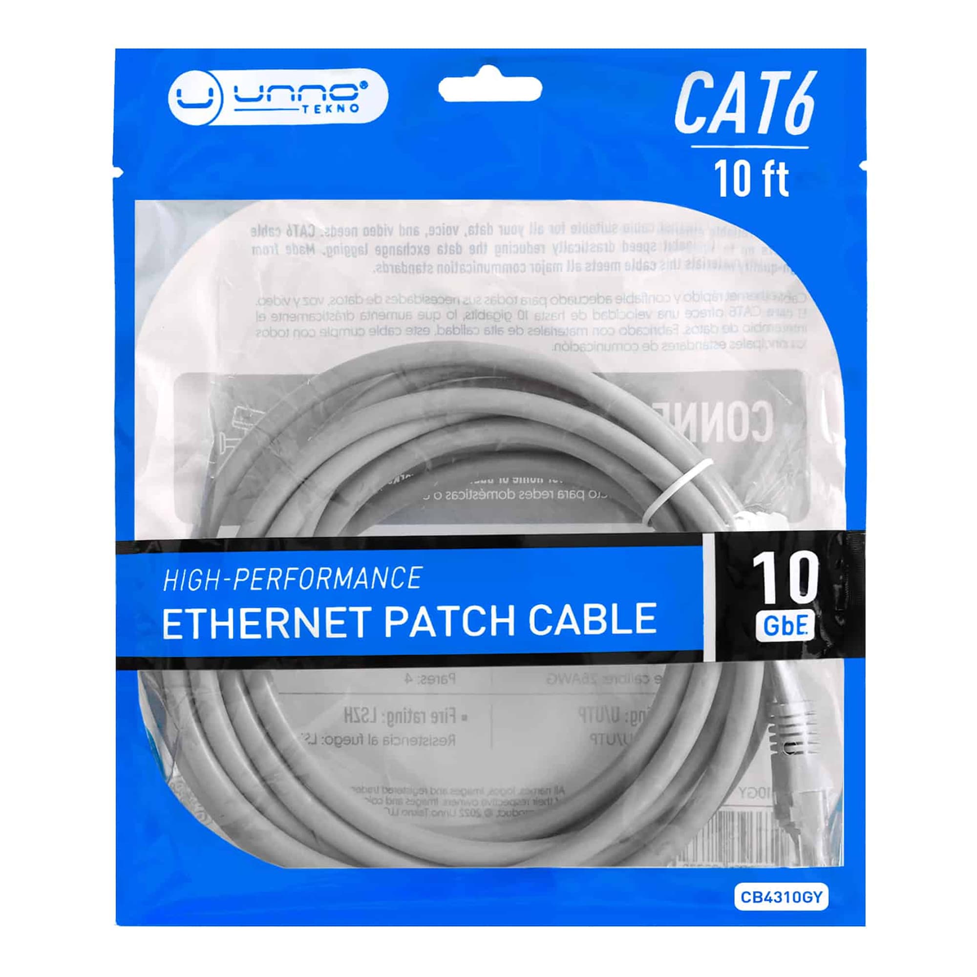 Cable De Conexión Ethernet CAT6 Unno CB4310GY 10FT - 4
