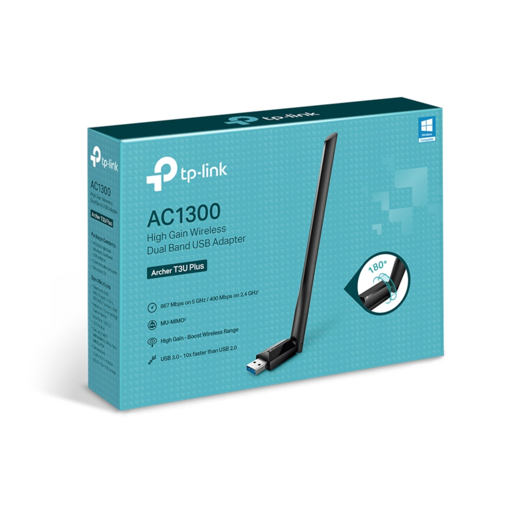 Adaptador de Red Tp-Link Usb Archer T3u Plus Dual Band Ac1300 - 4