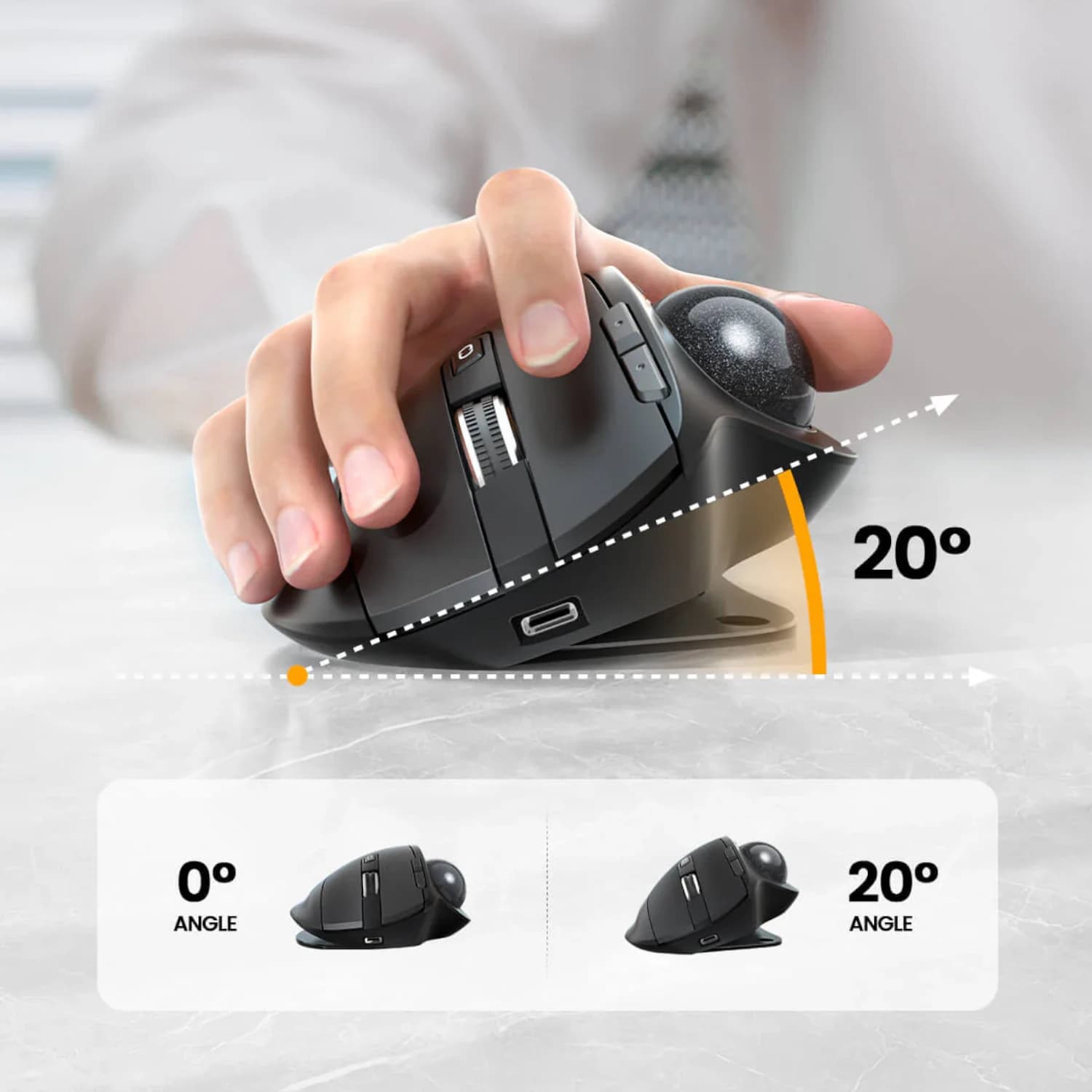 Mouse Con Trackball Diestro Ergonómico Inalámbrico ProtoArc Em01-nl - 2