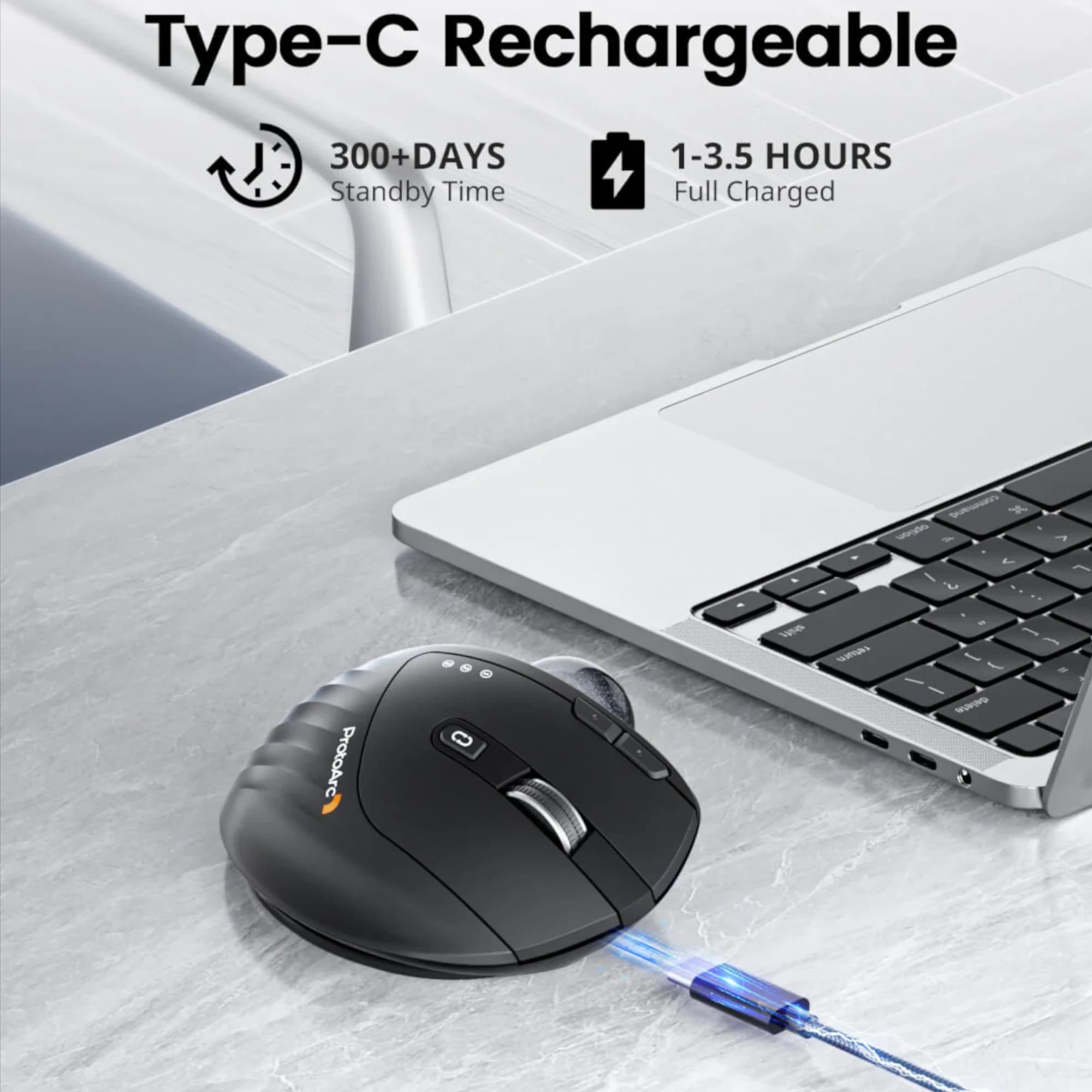 Mouse Con Trackball Diestro Ergonómico Inalámbrico ProtoArc Em01-nl - 6