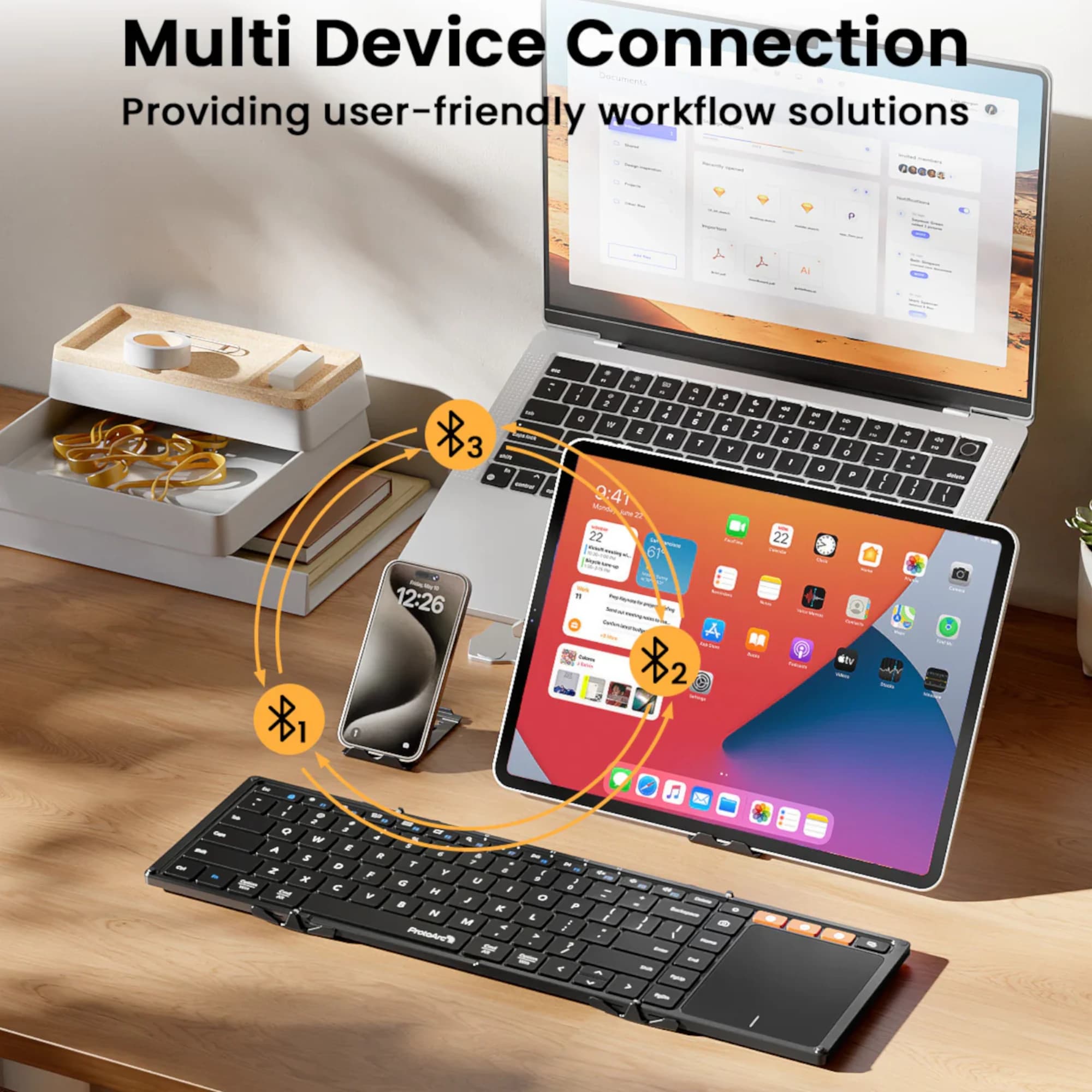 Teclado Con Touchpad Plegable Bluetooth ProtoArc Xk01-tp - 5