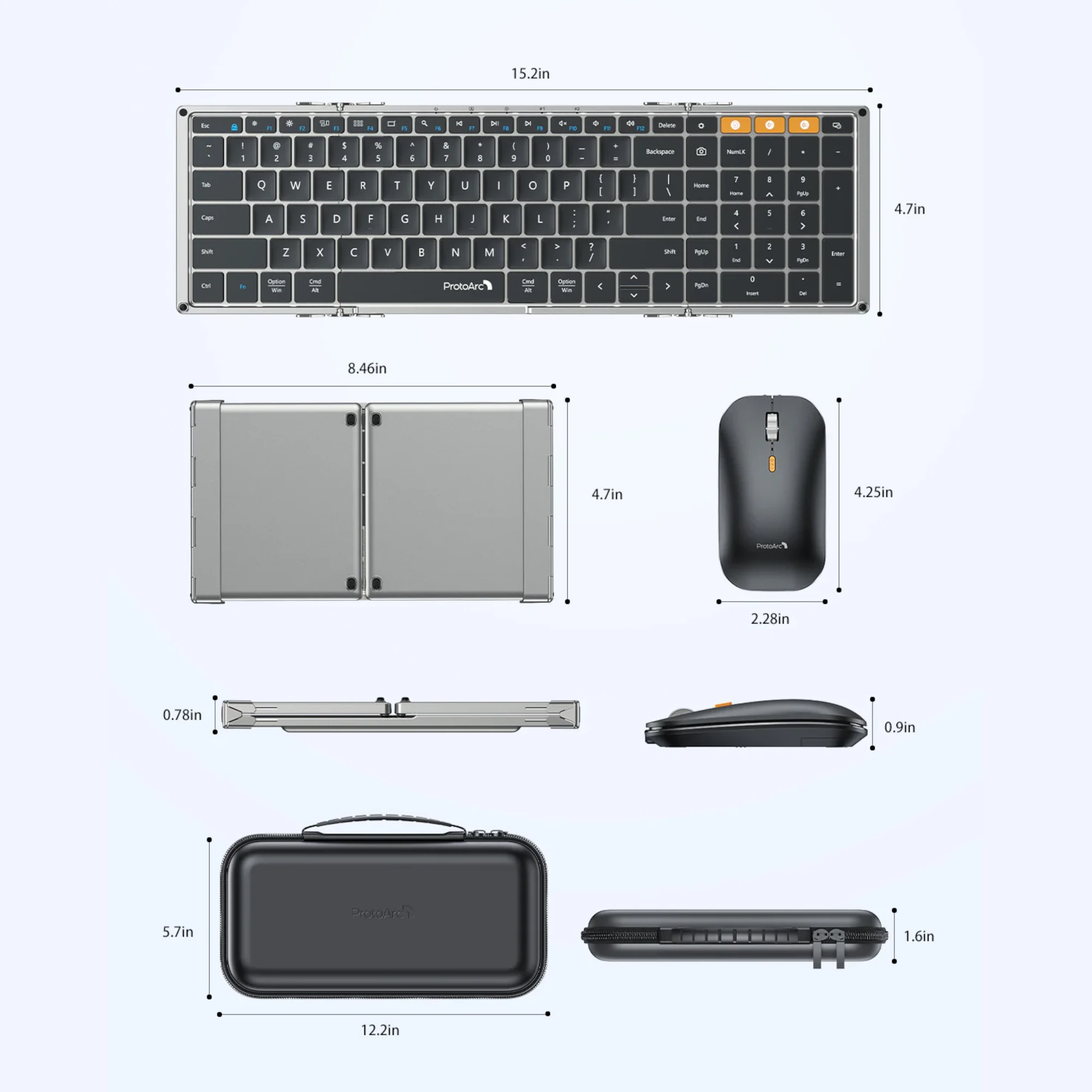 Combo Mouse y Teclado Plegable Bluetooth ProtoArc Xkm01 - 6