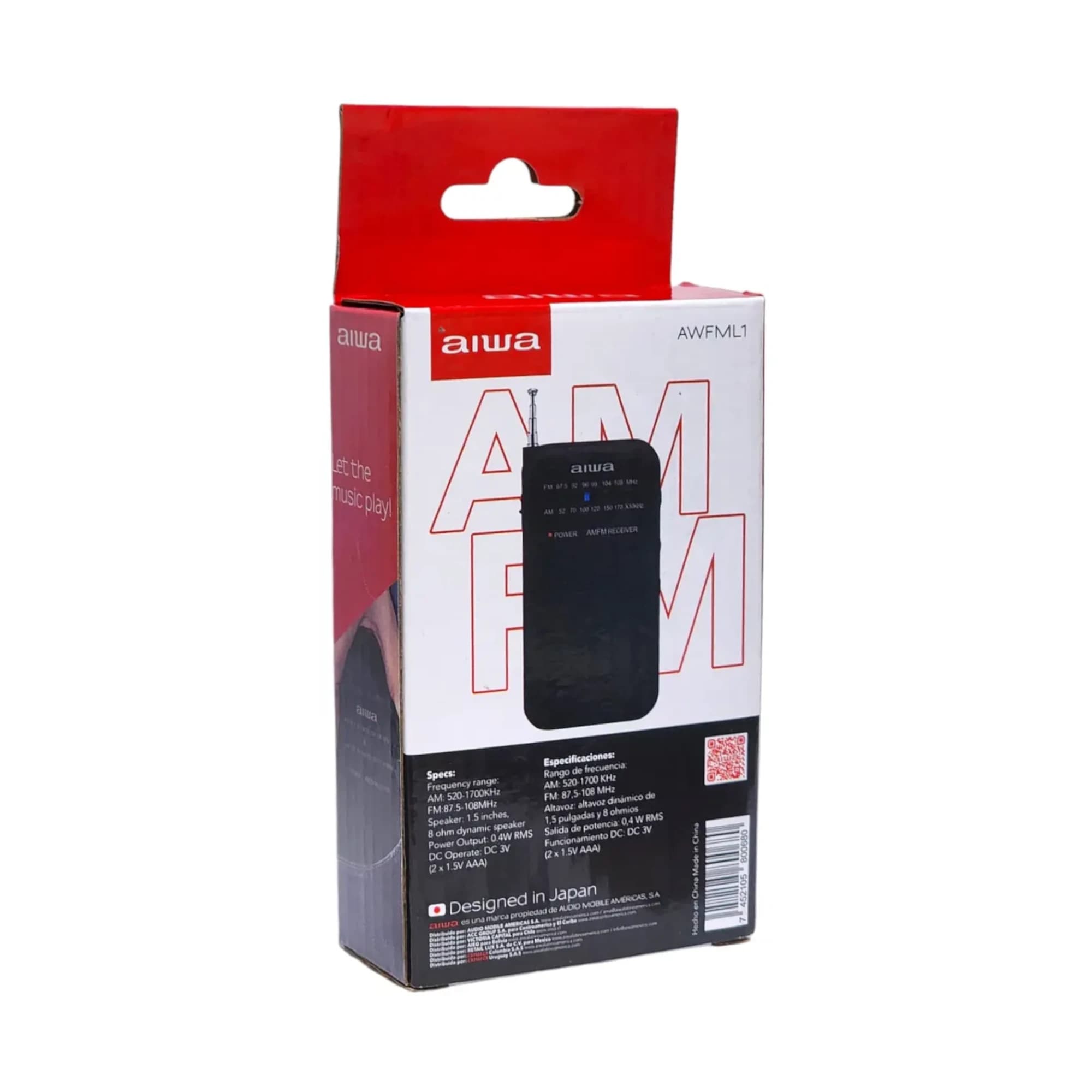 Radio Analógico Am Fm Portátil Aiwa Awfml1 0,4w - 3