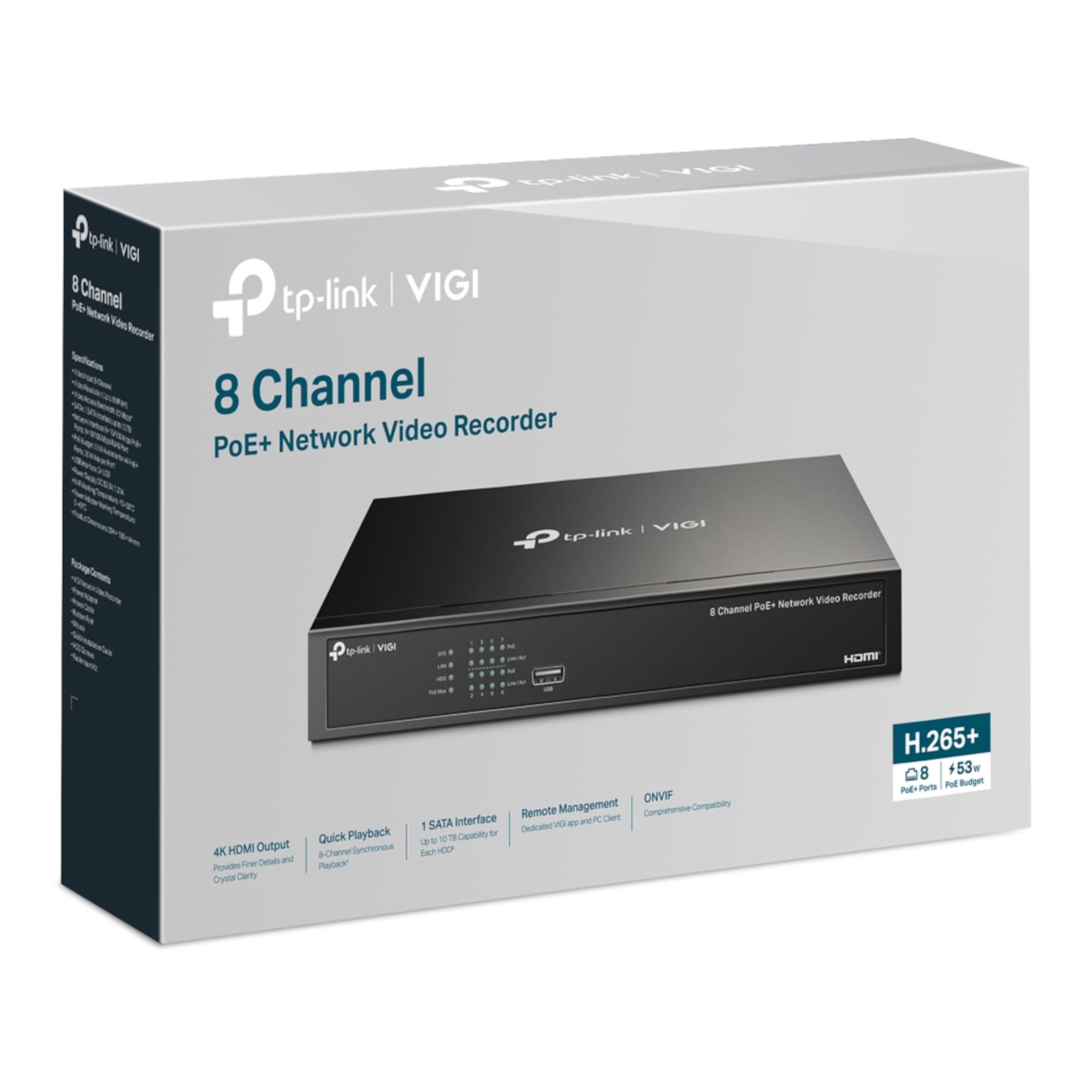 Nvr Tp-Link Vigi Nvr1008h 8 Canales  PoE+ - 4