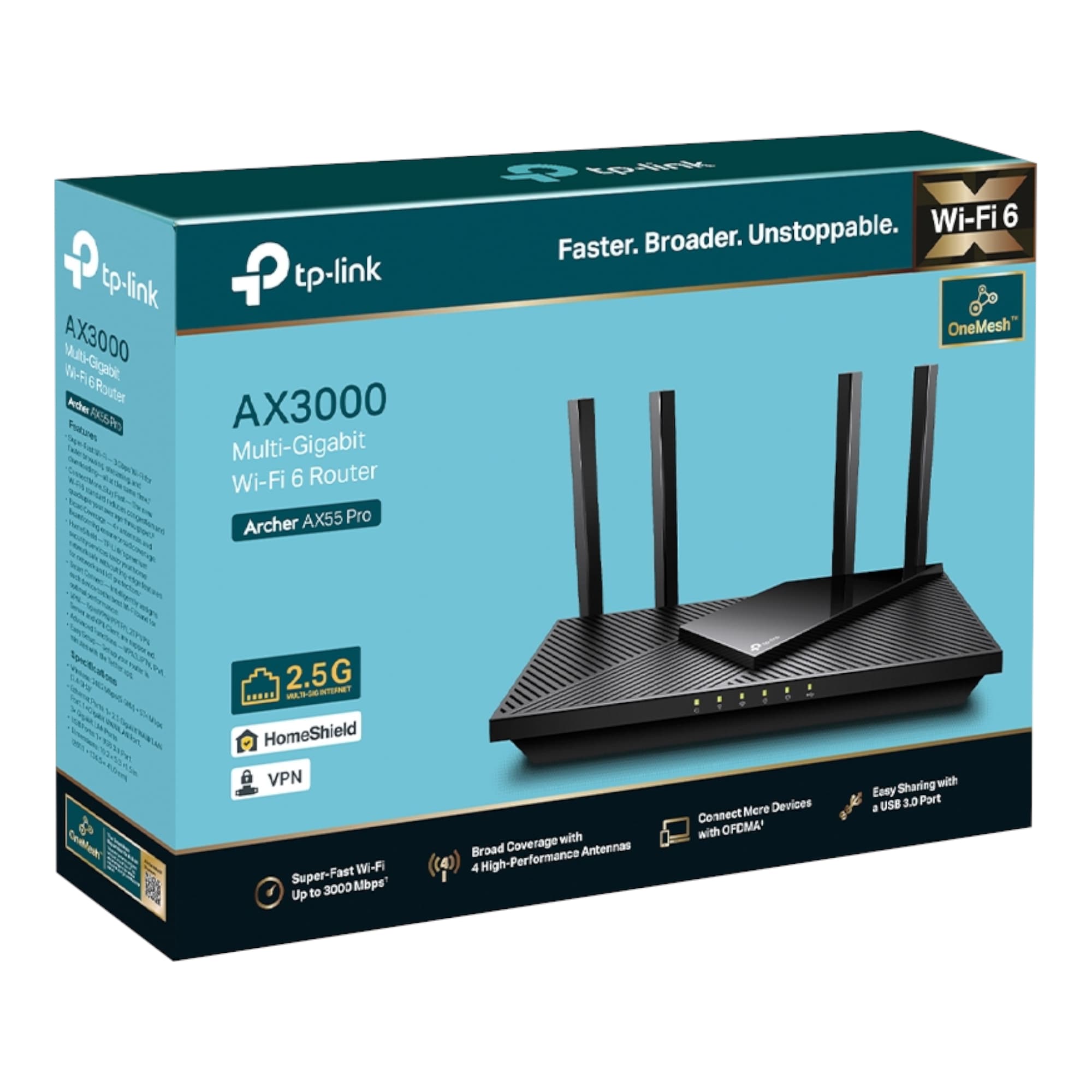 Router Inalámbrico Tp-Link Archer Ax55 Pro Doble Banda Wi-Fi 6 Ax3000 - 6