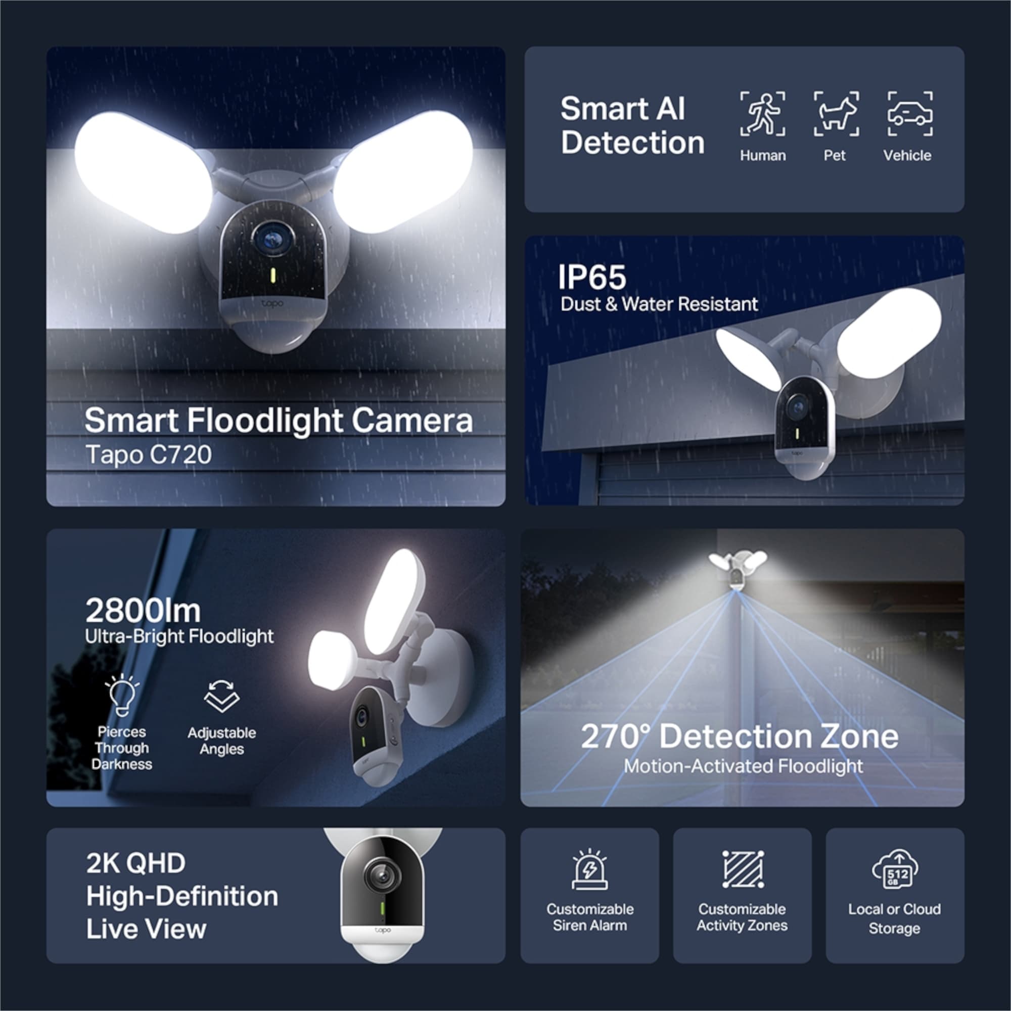 Cámara De Seguridad Tp-Link Tapo C720 Exterior Visión Nocturna 2K Reflector - 2