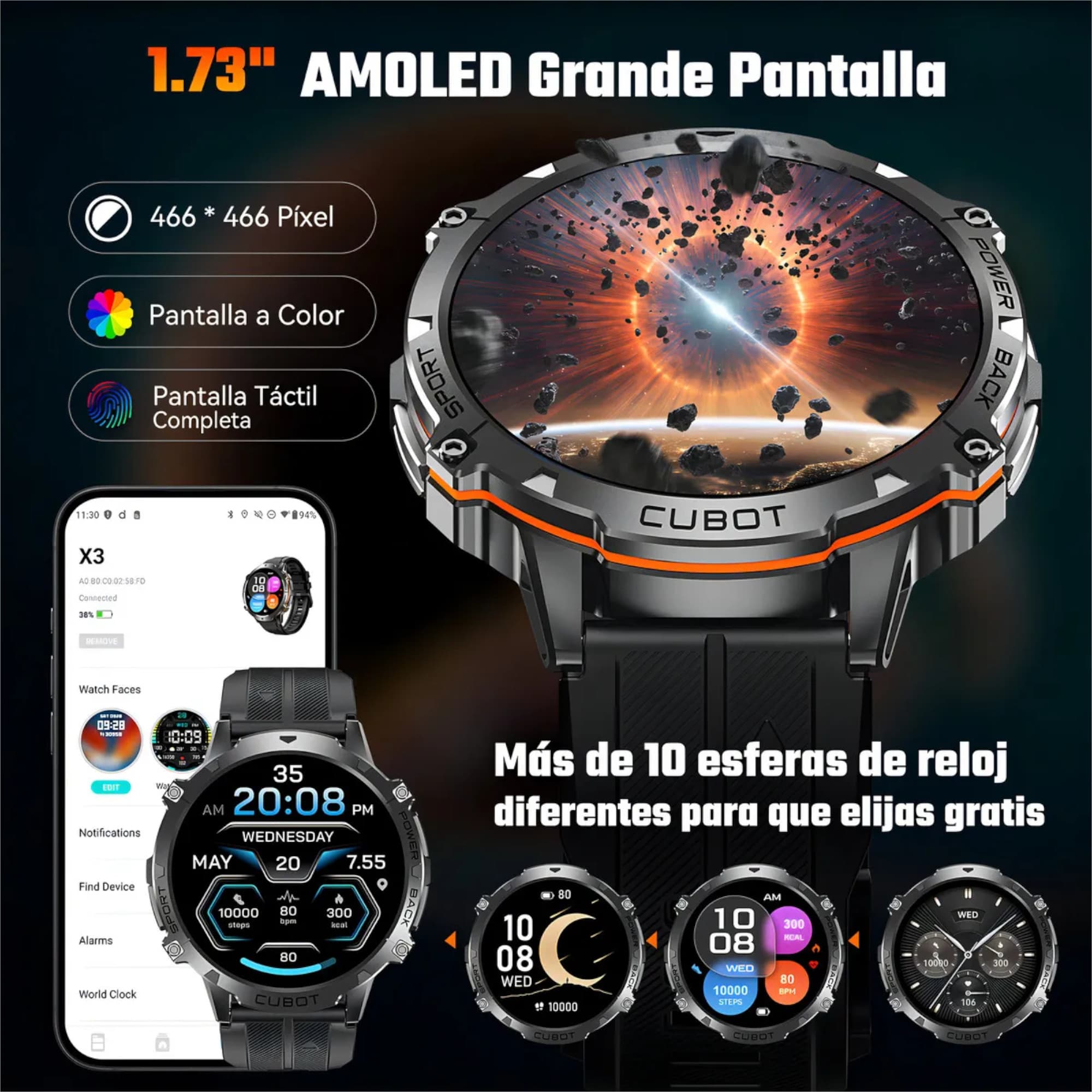Reloj Inteligente Cubot X3 1atm 1,73" Bluetooth  - 4