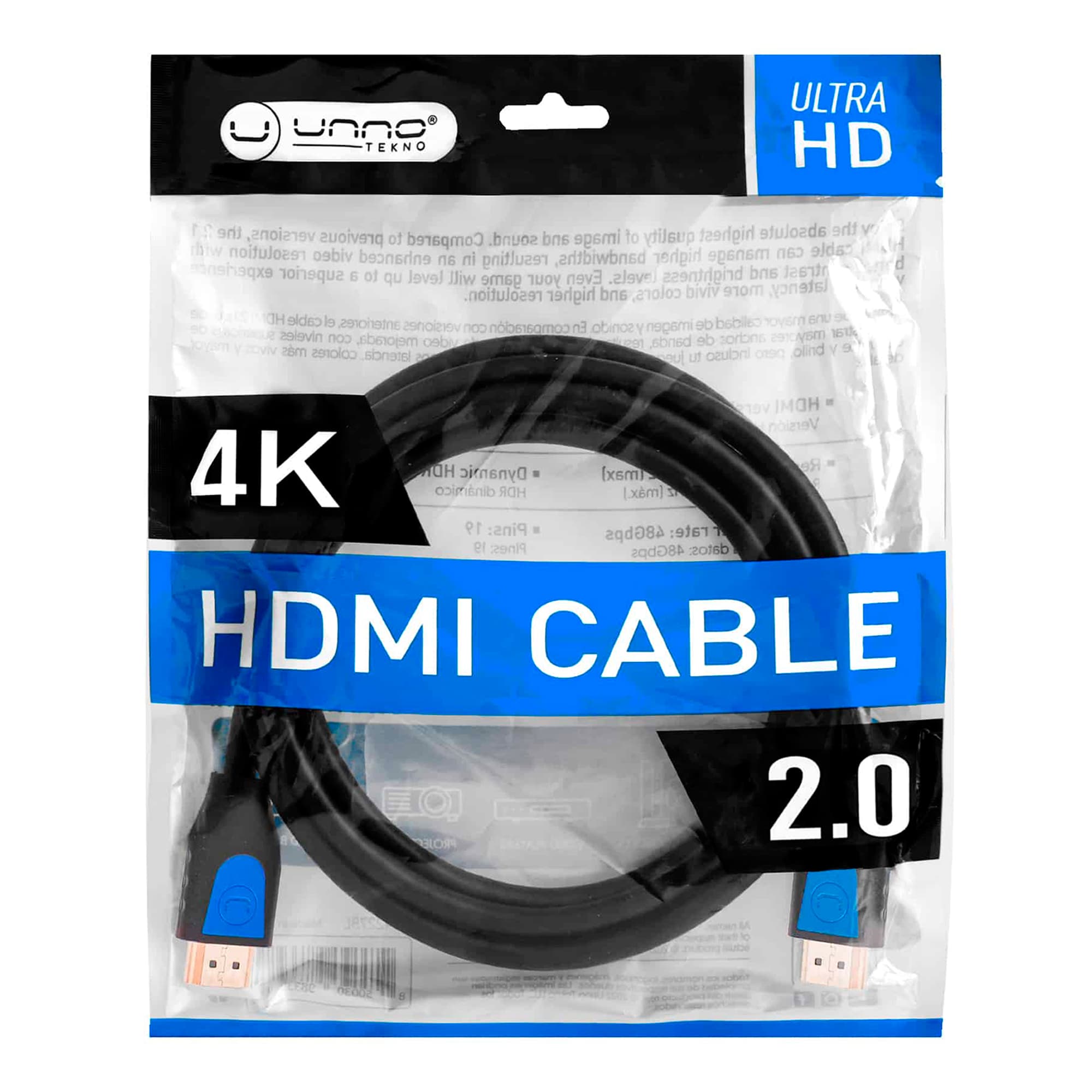 Cable Hdmi 2.0 Unno Cb4226bl Soporta 4K 1,8m - 4