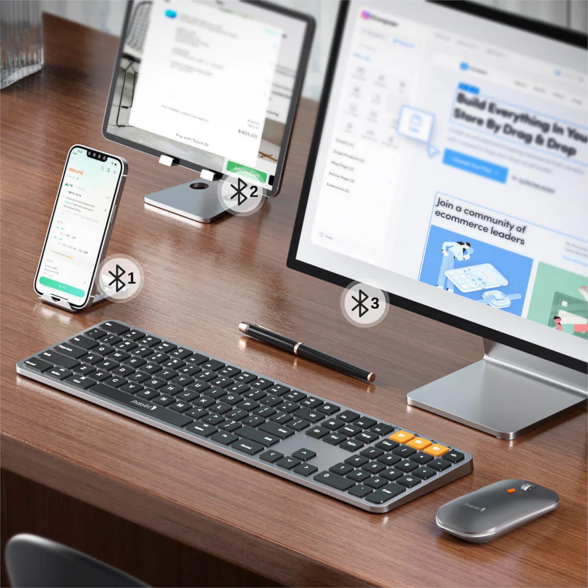 Combo Mouse y Teclado Retroiluminado Bluetooth ProtoArc Km100-a - 4