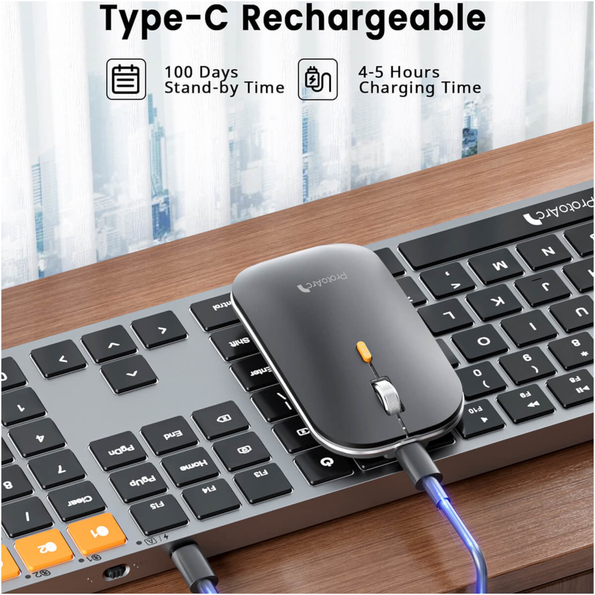 Combo Mouse y Teclado Retroiluminado Bluetooth ProtoArc Km100-a - 5