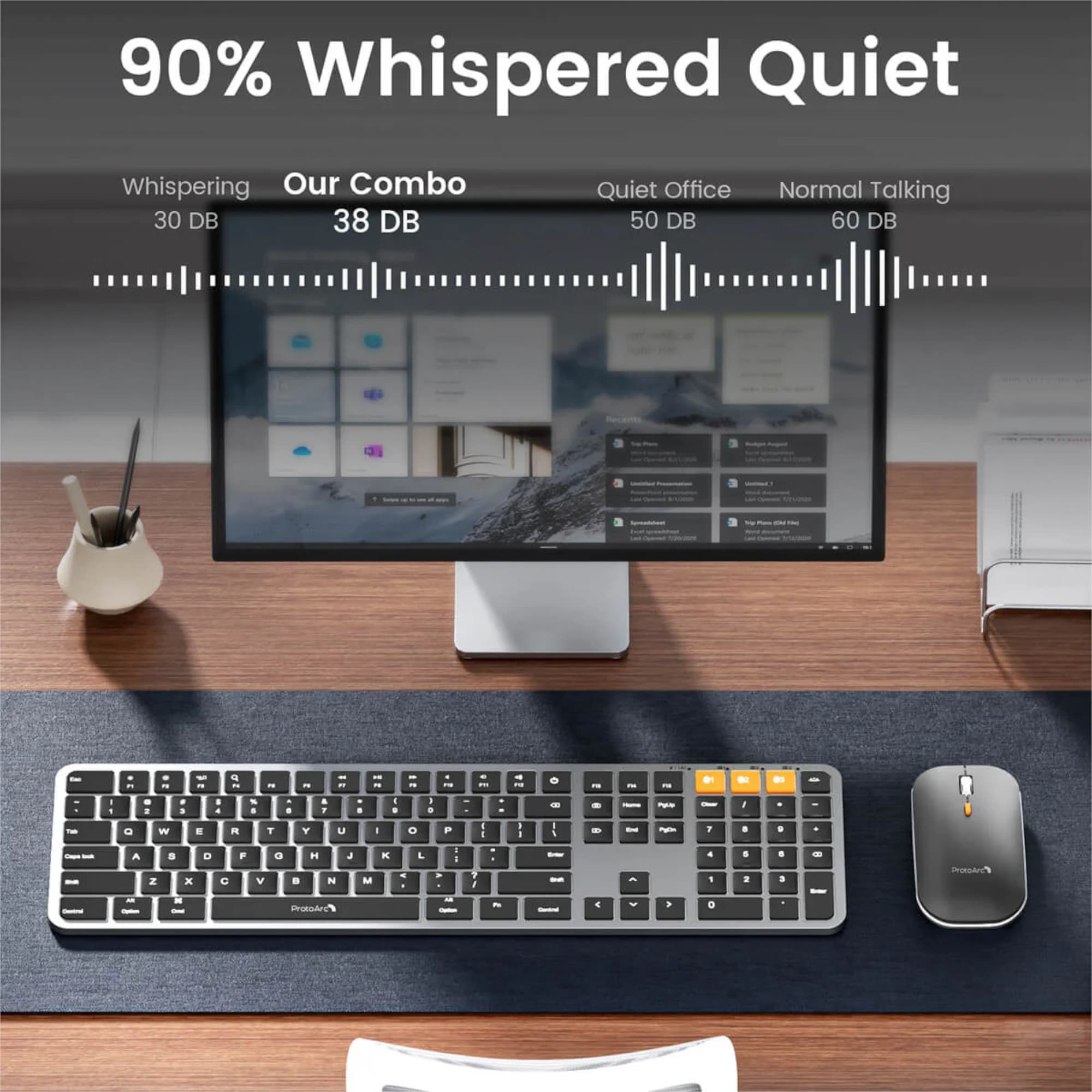 Combo Mouse y Teclado Retroiluminado Bluetooth ProtoArc Km100-a - 6