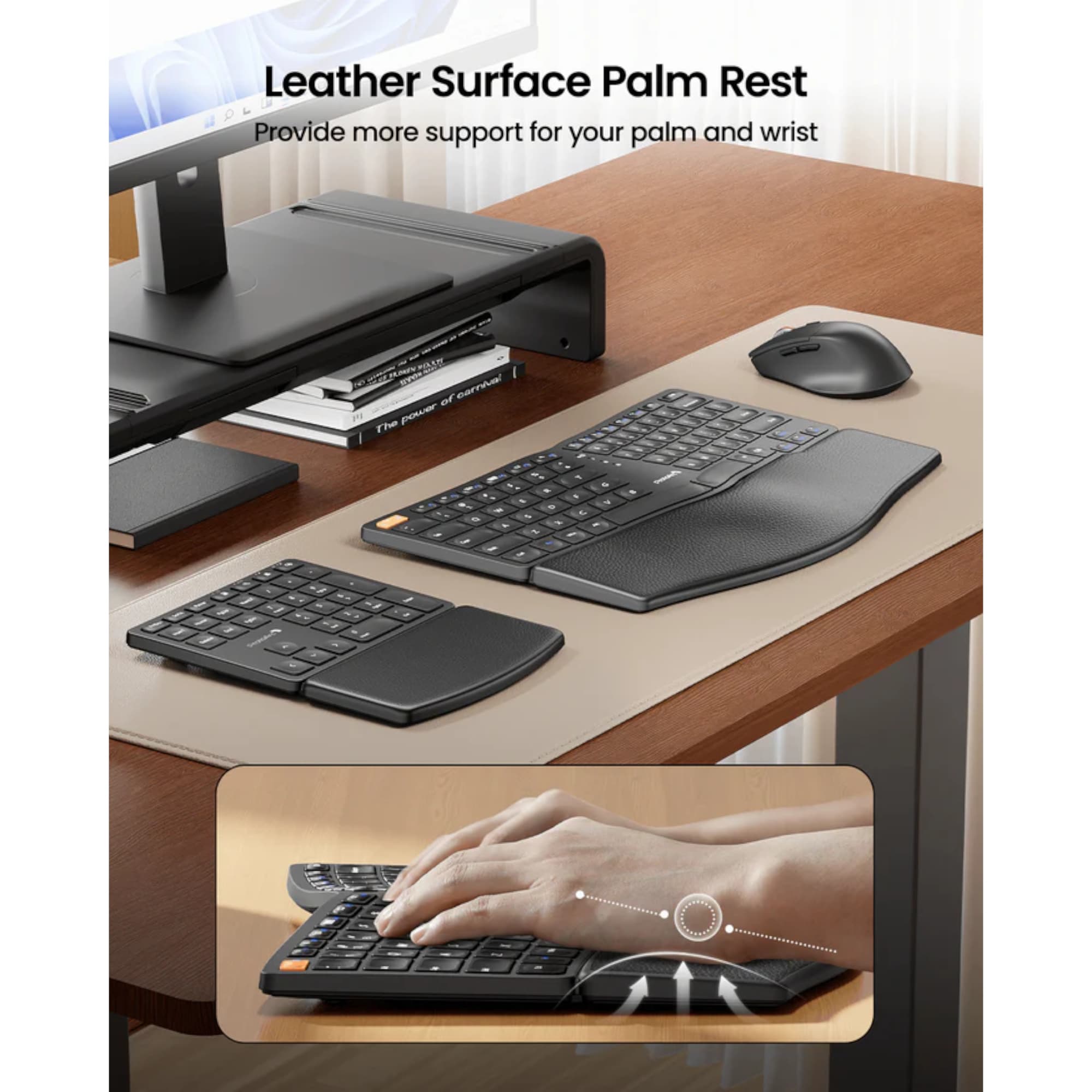 Combo Mouse y Teclado Español Ergonómico Inalámbrico 3en1 ProtoArc Ekm04 - 4