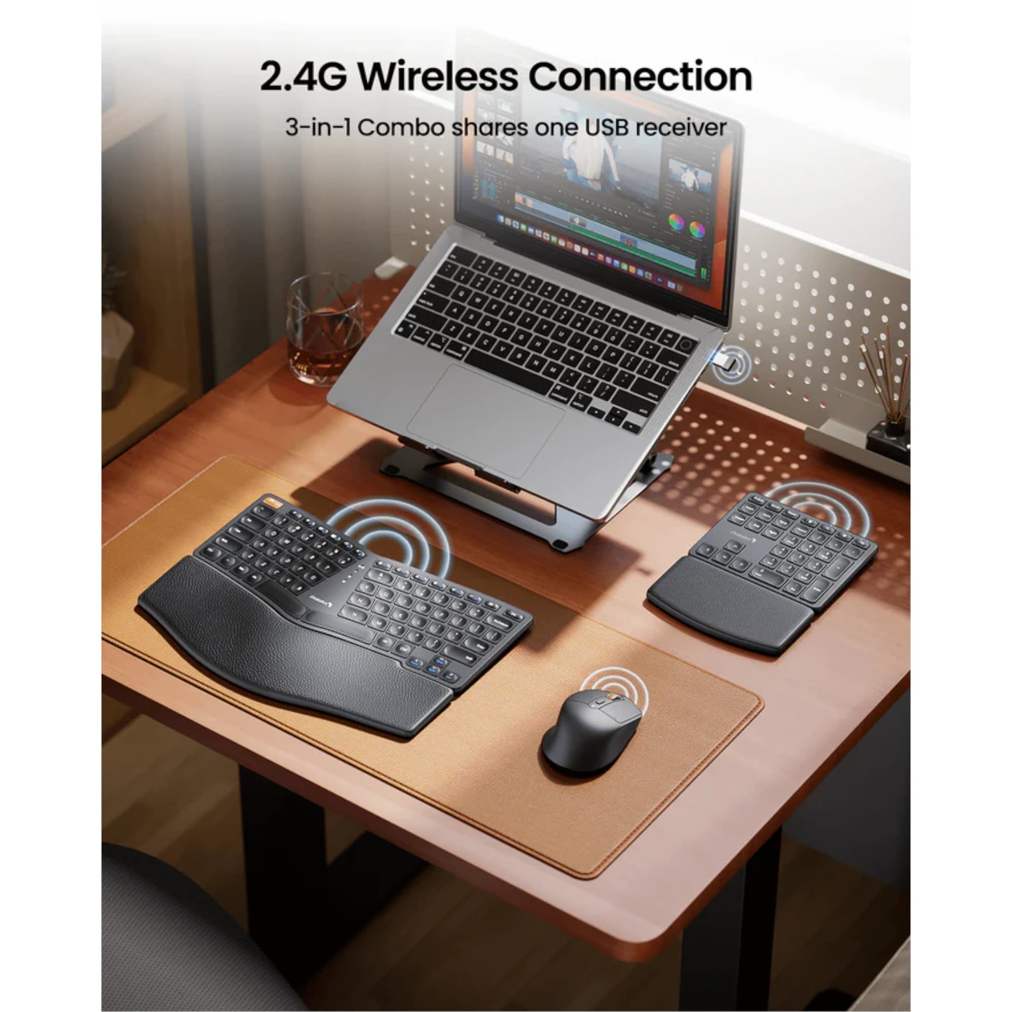 Combo Mouse y Teclado Español Ergonómico Inalámbrico 3en1 ProtoArc Ekm04 - 6