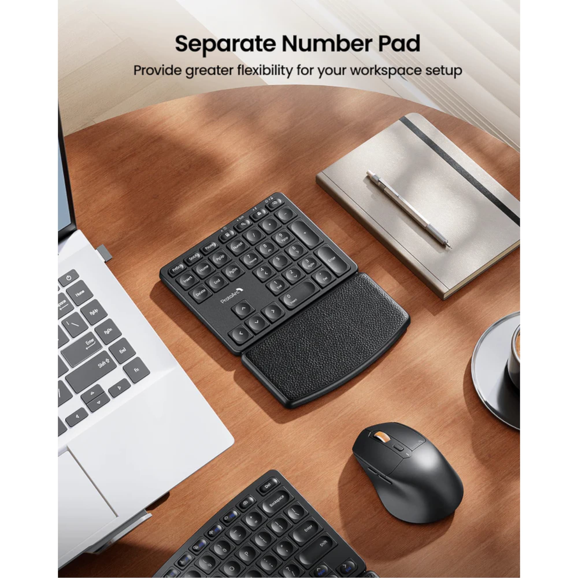 Combo Mouse y Teclado Español Ergonómico Inalámbrico 3en1 ProtoArc Ekm04 - 7