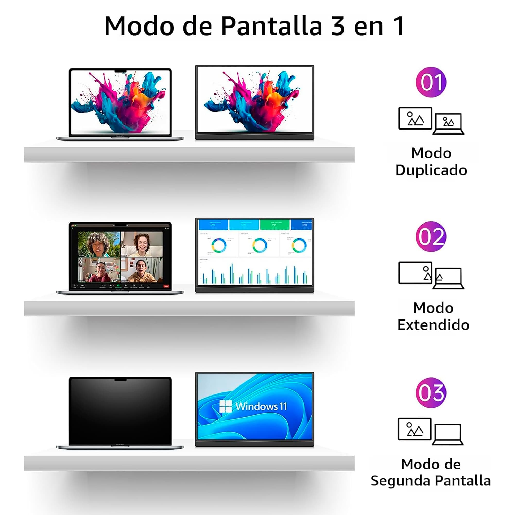 Monitor Portable YXK Pm1562 15,6'' 1080p Soporte Integrado - 4