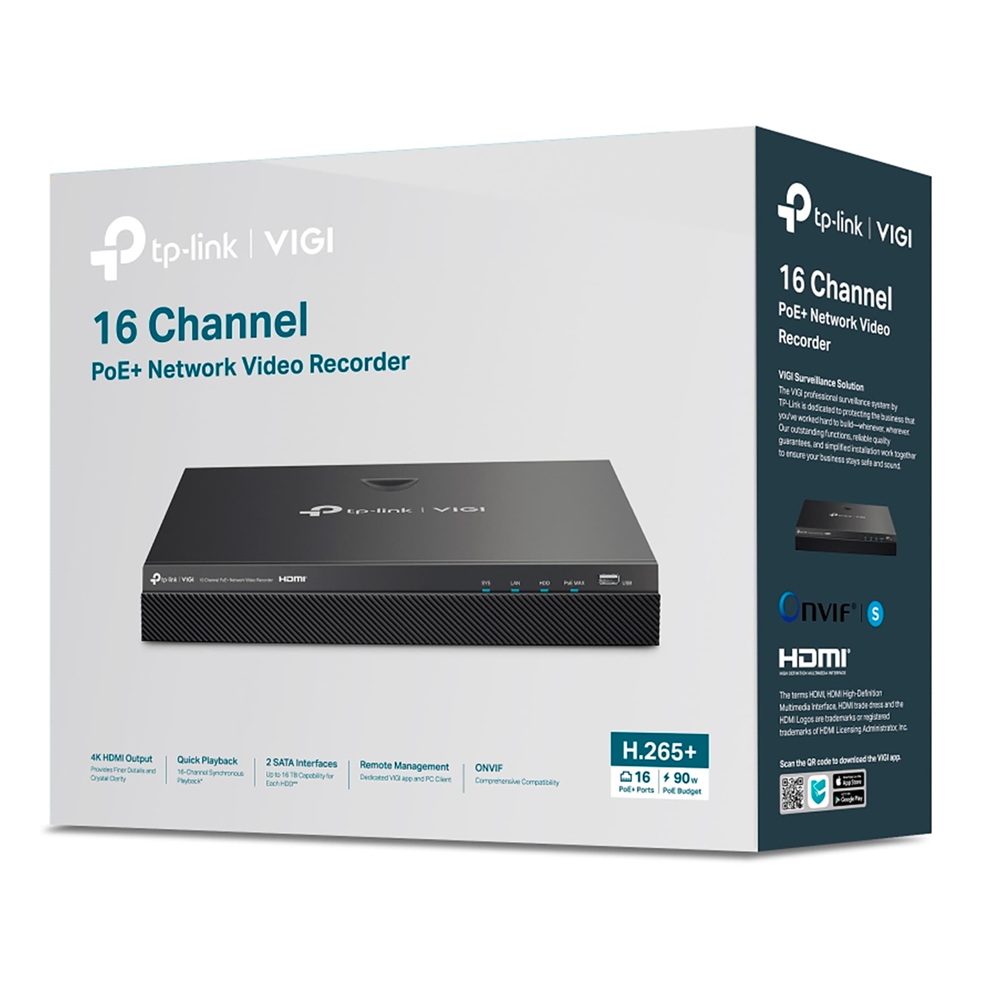 Nvr Tp-Link Vigi Nvr2016h-16p 16 Canales 4k PoE+ - 4