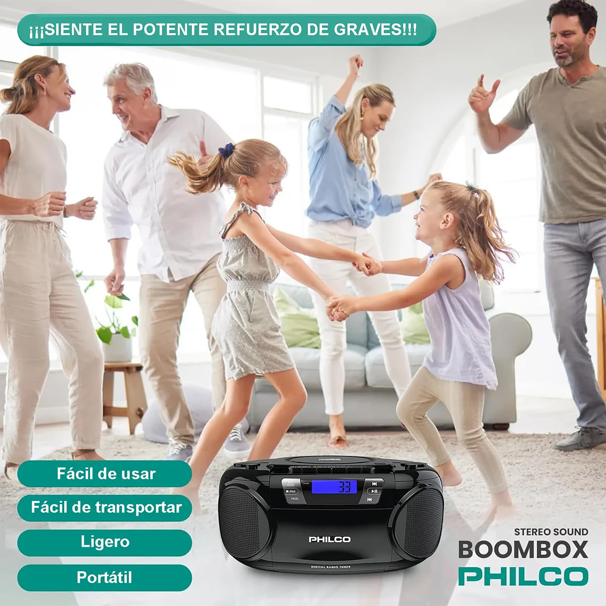 Radio Philco Boombox Bt 12w Estéreo FM CD MP3 - 6