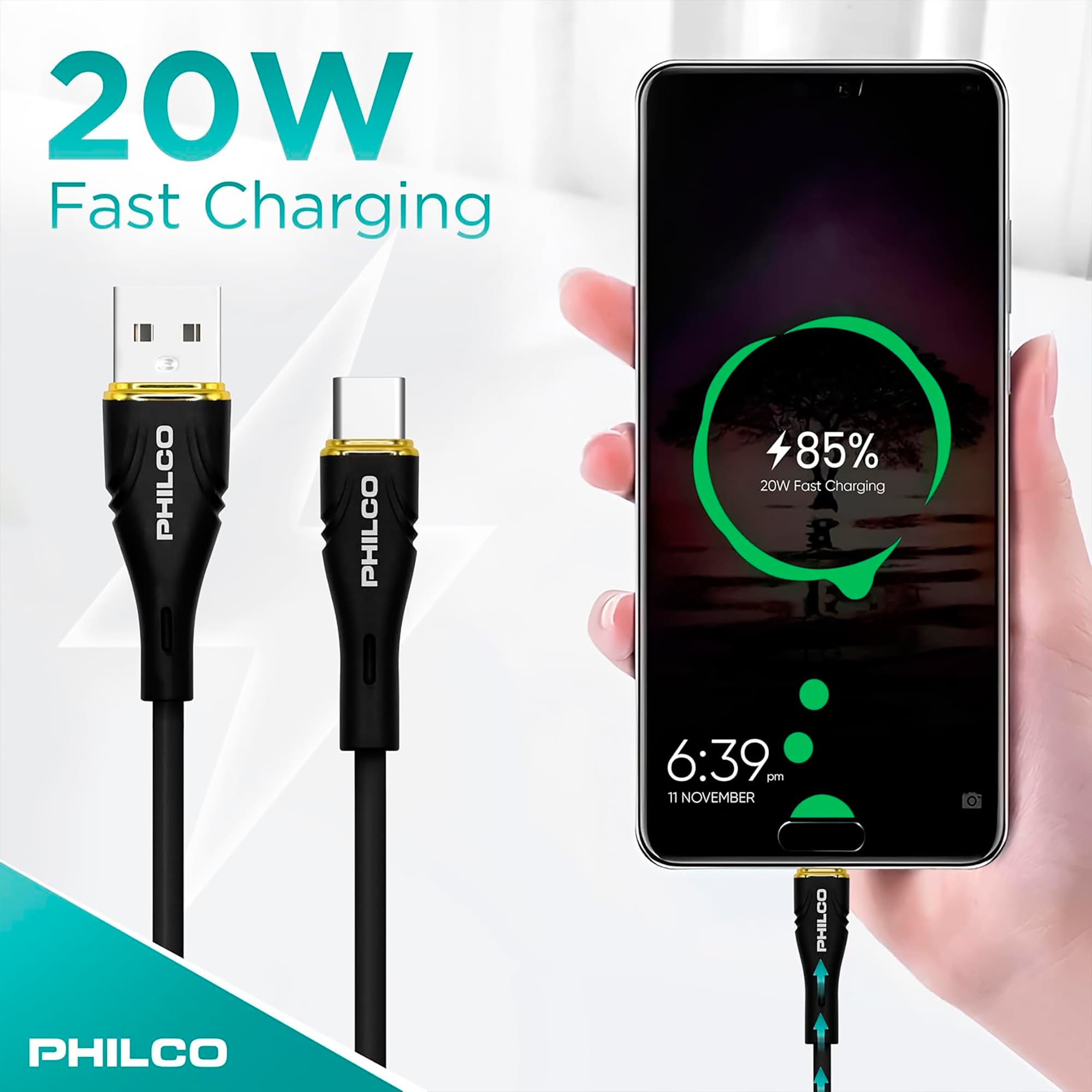 Cable Usb C - Usb A Philco 20w 480mbps 1,2m - 4