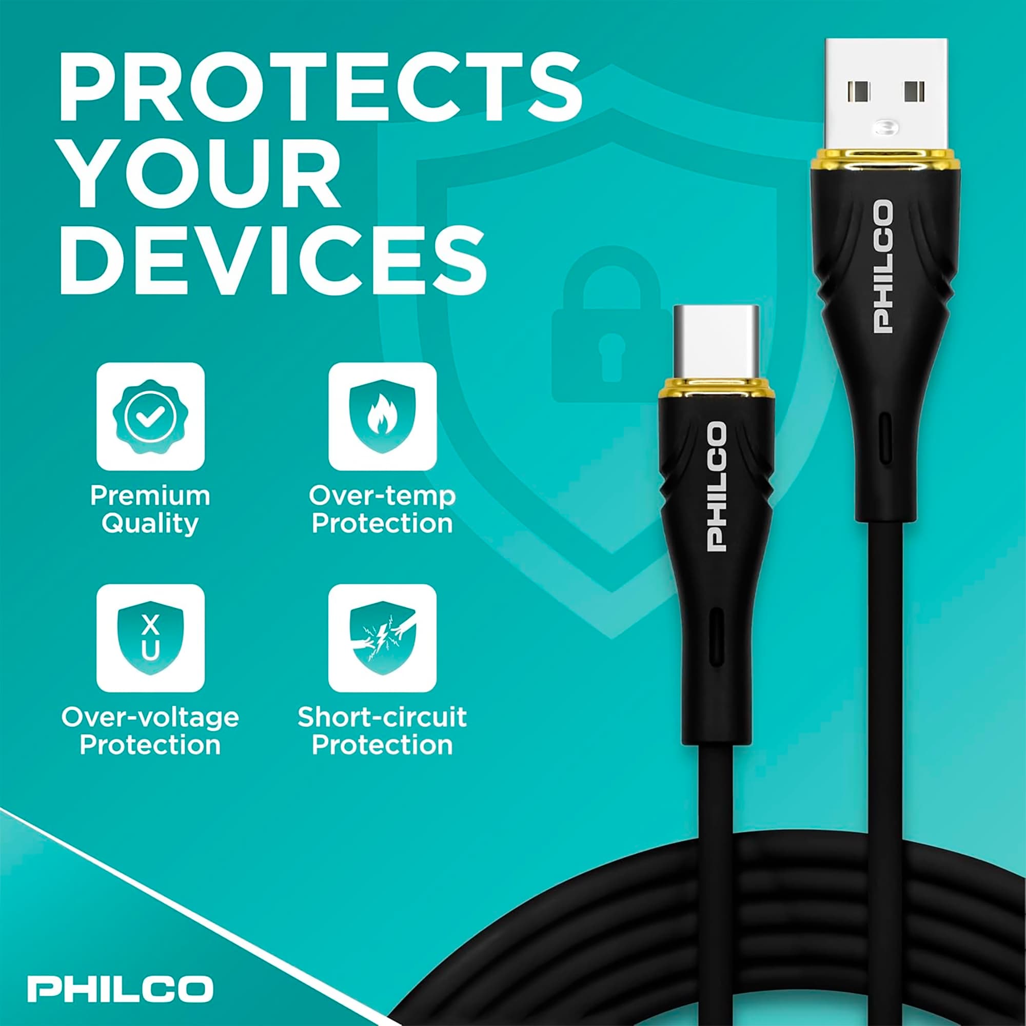 Cable Usb C - Usb A Philco 20w 480mbps 1,2m - 8