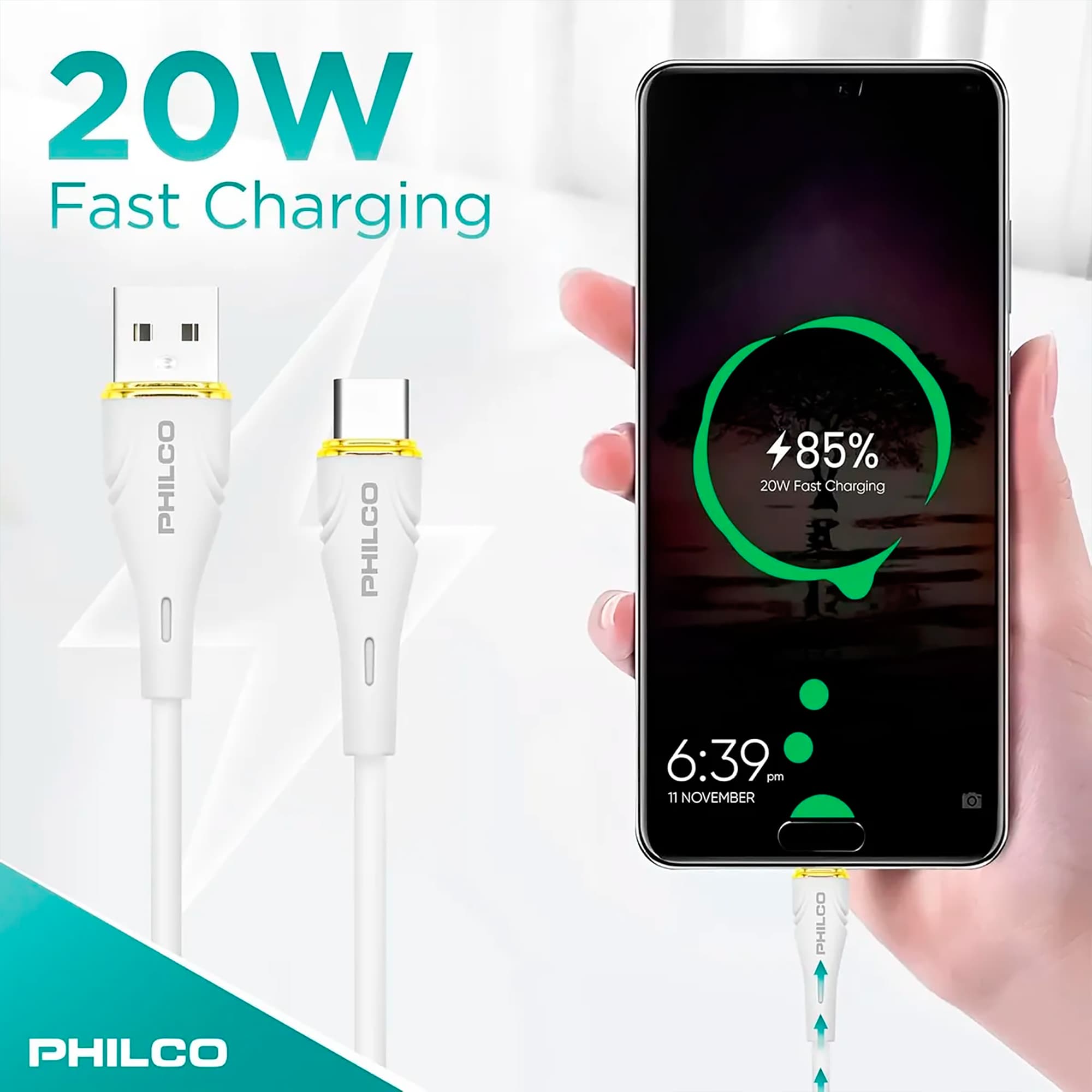Cable Usb C - Usb A Philco 20w 480mbps 1,2m - 4