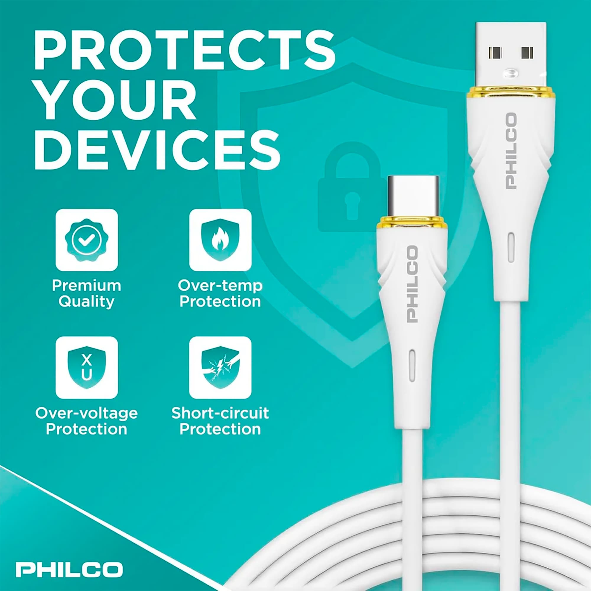 Cable Usb C - Usb A Philco 20w 480mbps 1,2m - 8